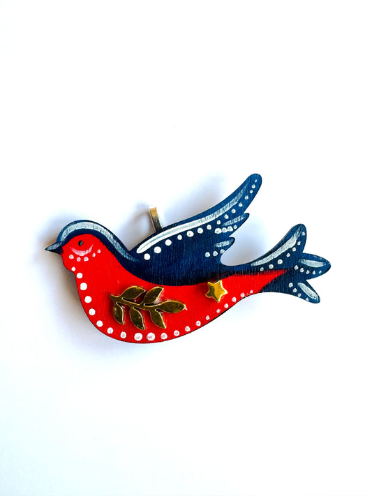 Hand-painted wooden 2 in 1 bird brooch/pendant (Springcollection) / Kézzel festett mini fa 2 az 1-ben madárka bross/medál