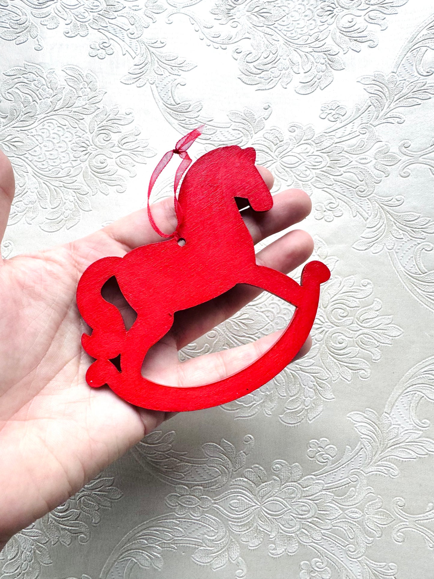 Hand-painted “gingerbread” rocking horse ornament / Kézzel festett “mézeskalács” hintaló dísz
