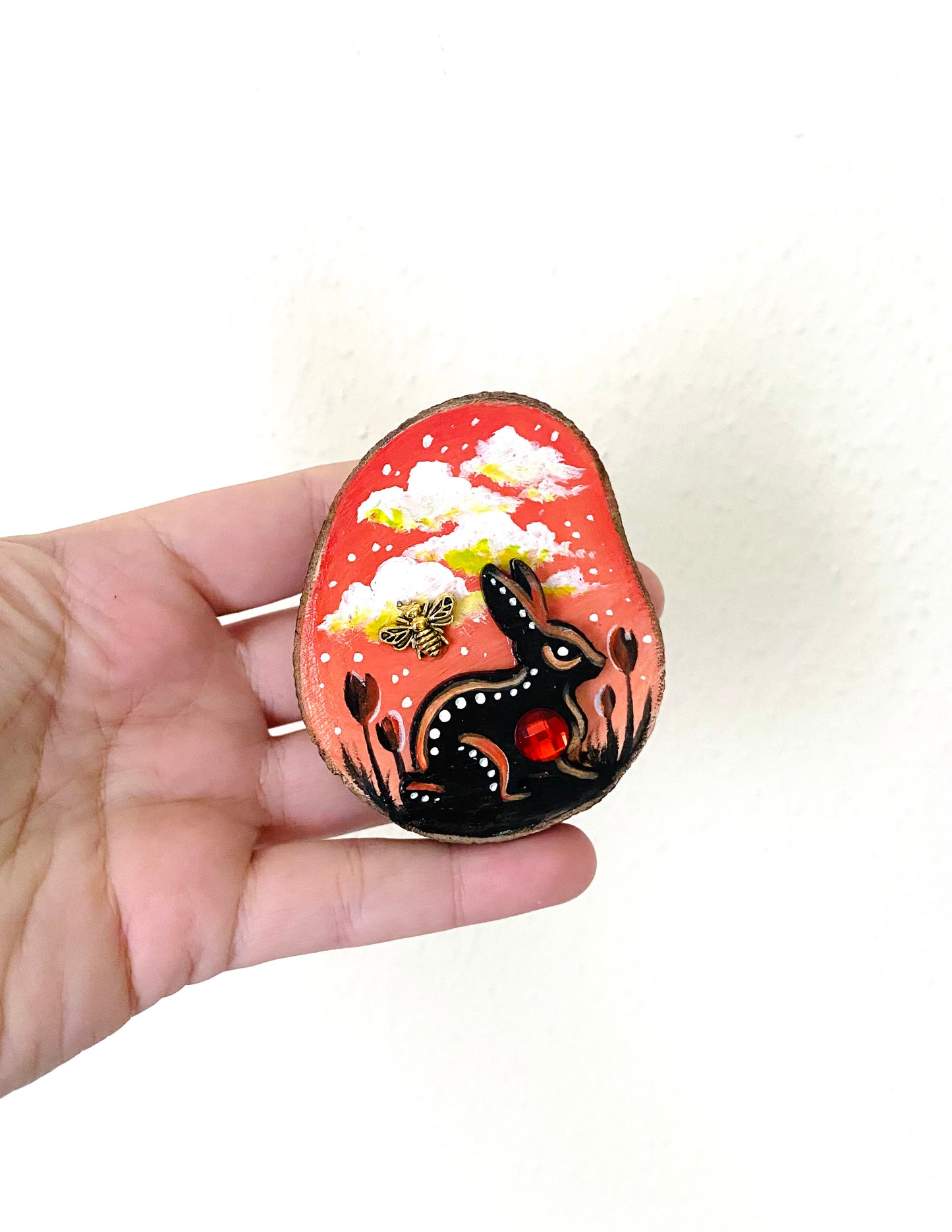 Hand-painted mini wood slice MAGNET / Kézzel festett mini fakorong mágnes