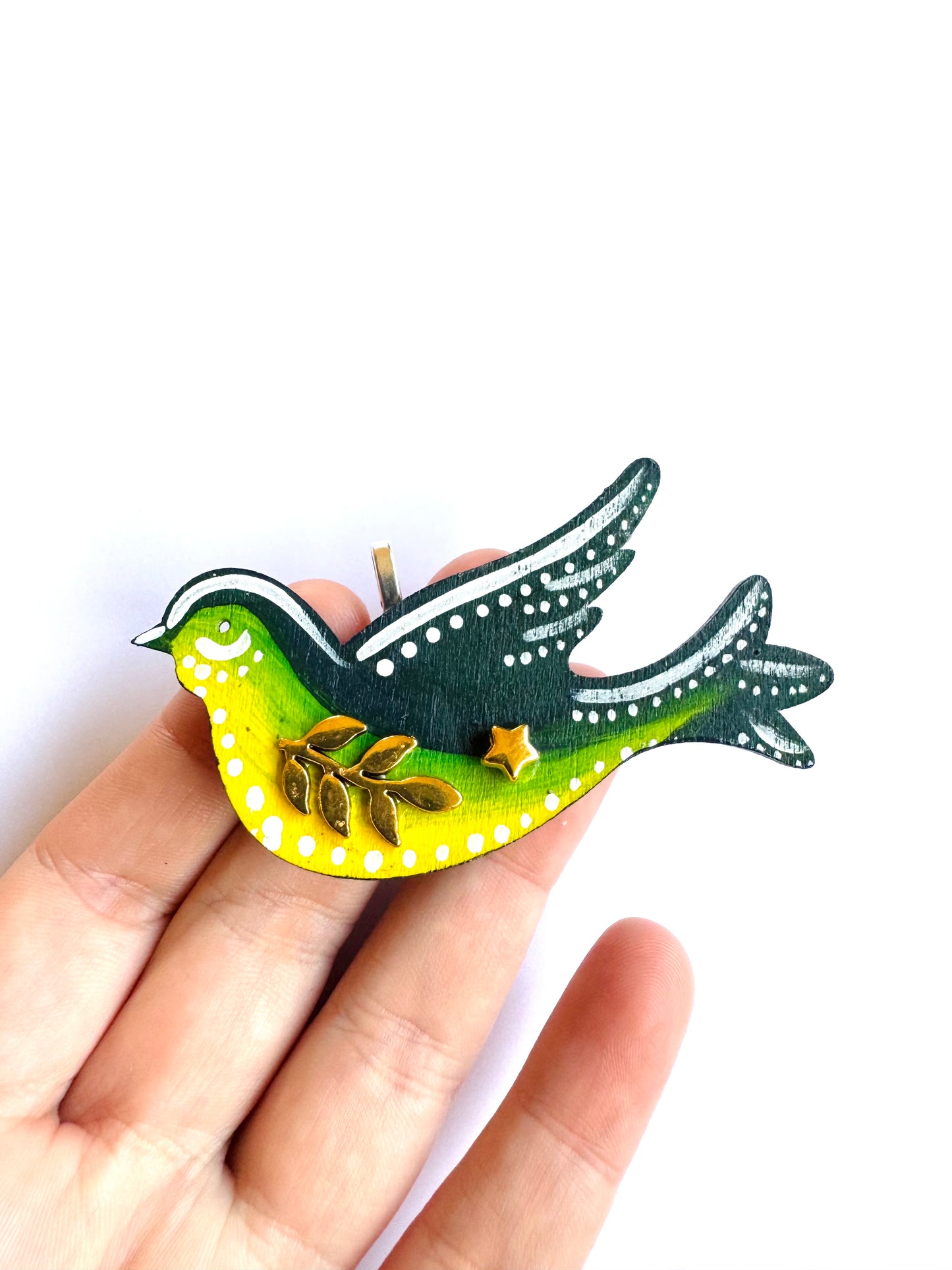 Hand-painted wooden 2 in 1 bird brooch/pendant (Springcollection) / Kézzel festett mini fa 2 az 1-ben madárka bross/medál