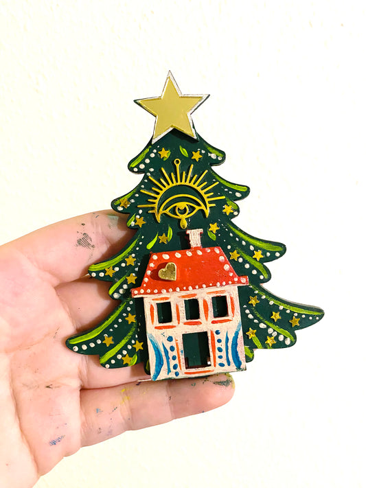 Hand-painted Christmas tree magnet / Kézzel festett karácsonyfa mágnes