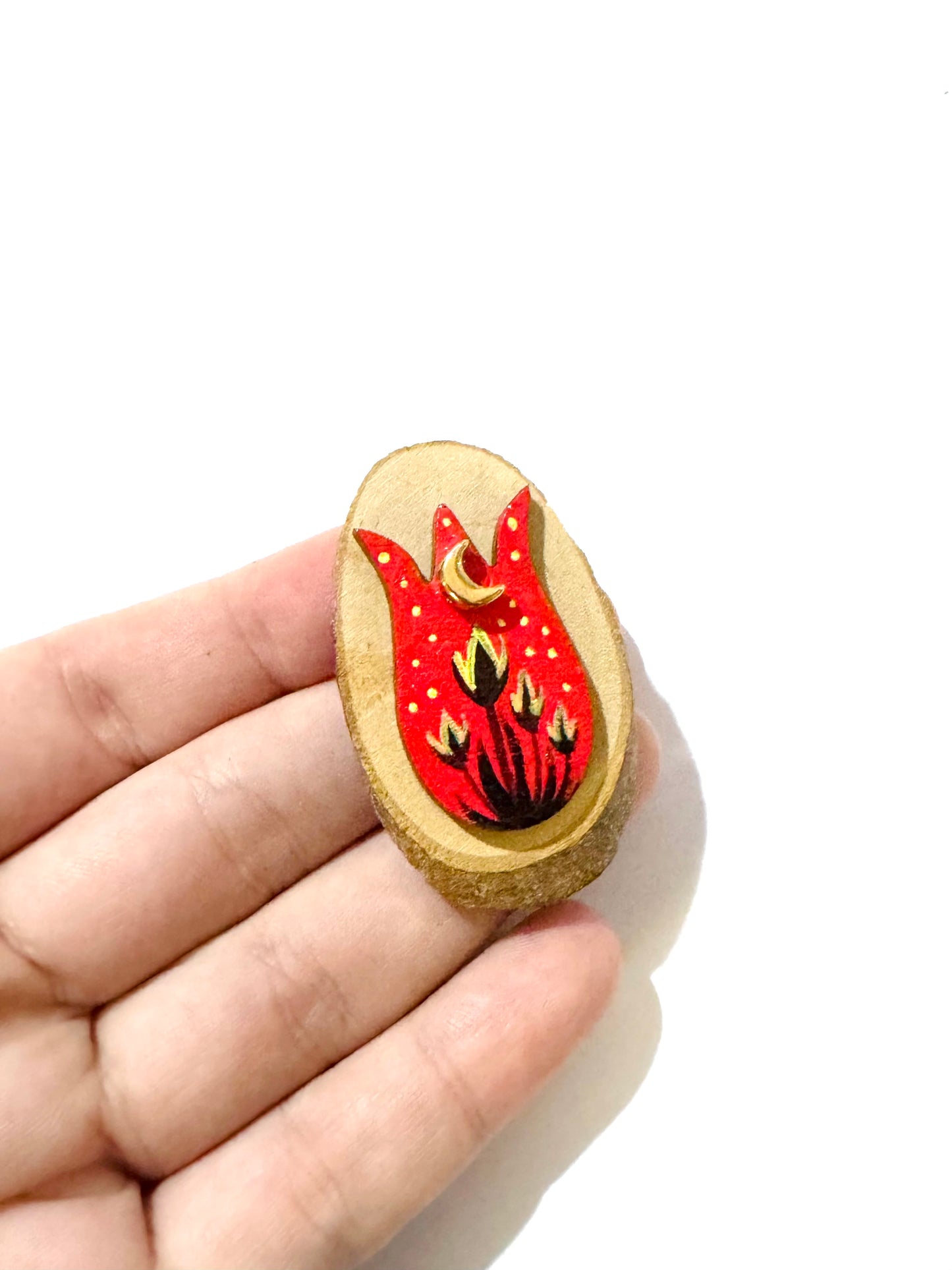 Hand-painted mini wood & steel tulip MAGNET / Kézzel festett mini fa & fém tulipán MÁGNES