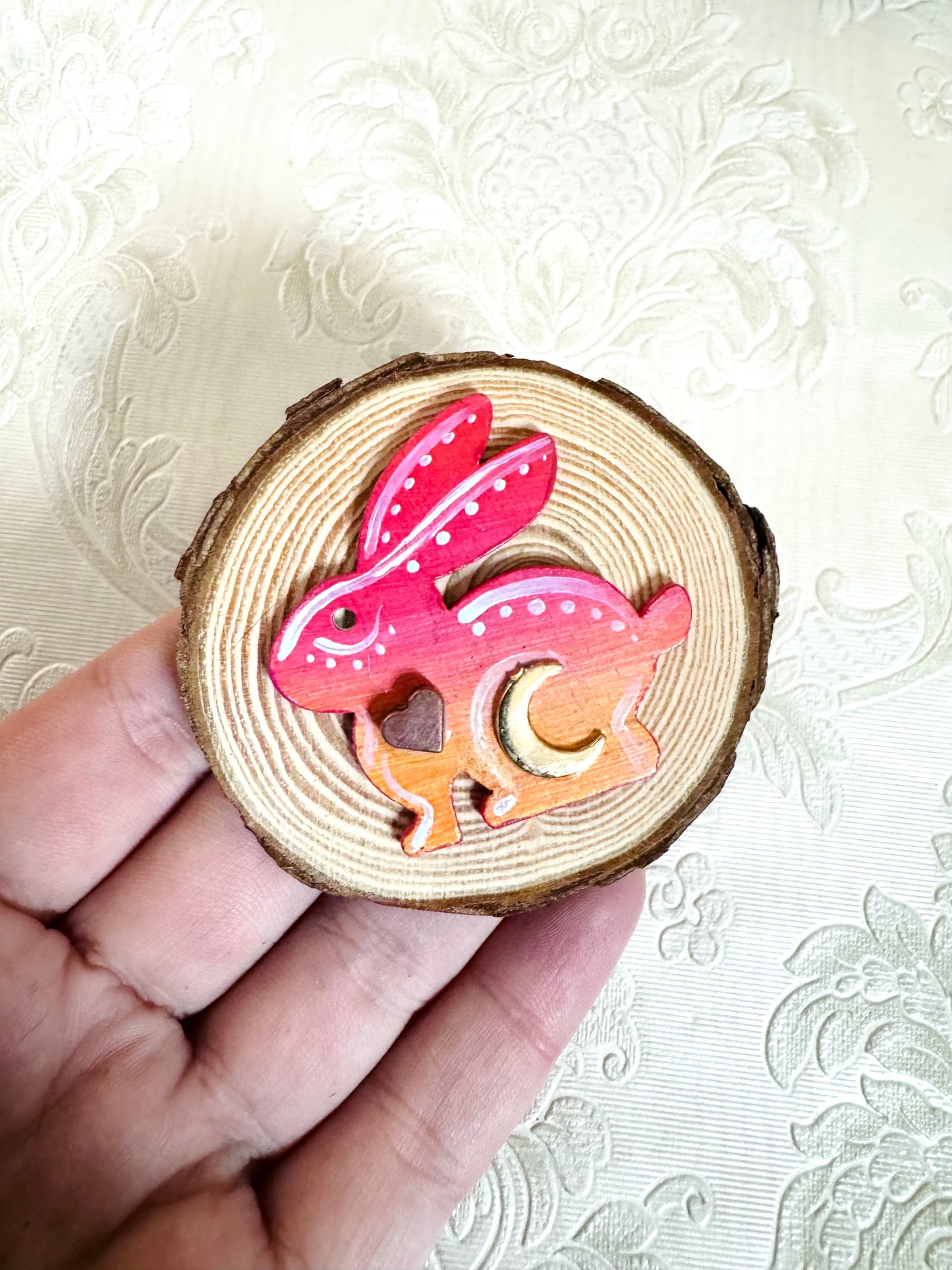 Hand-painted mini wood slice MAGNET / Kézzel festett mini fakorong mágnes