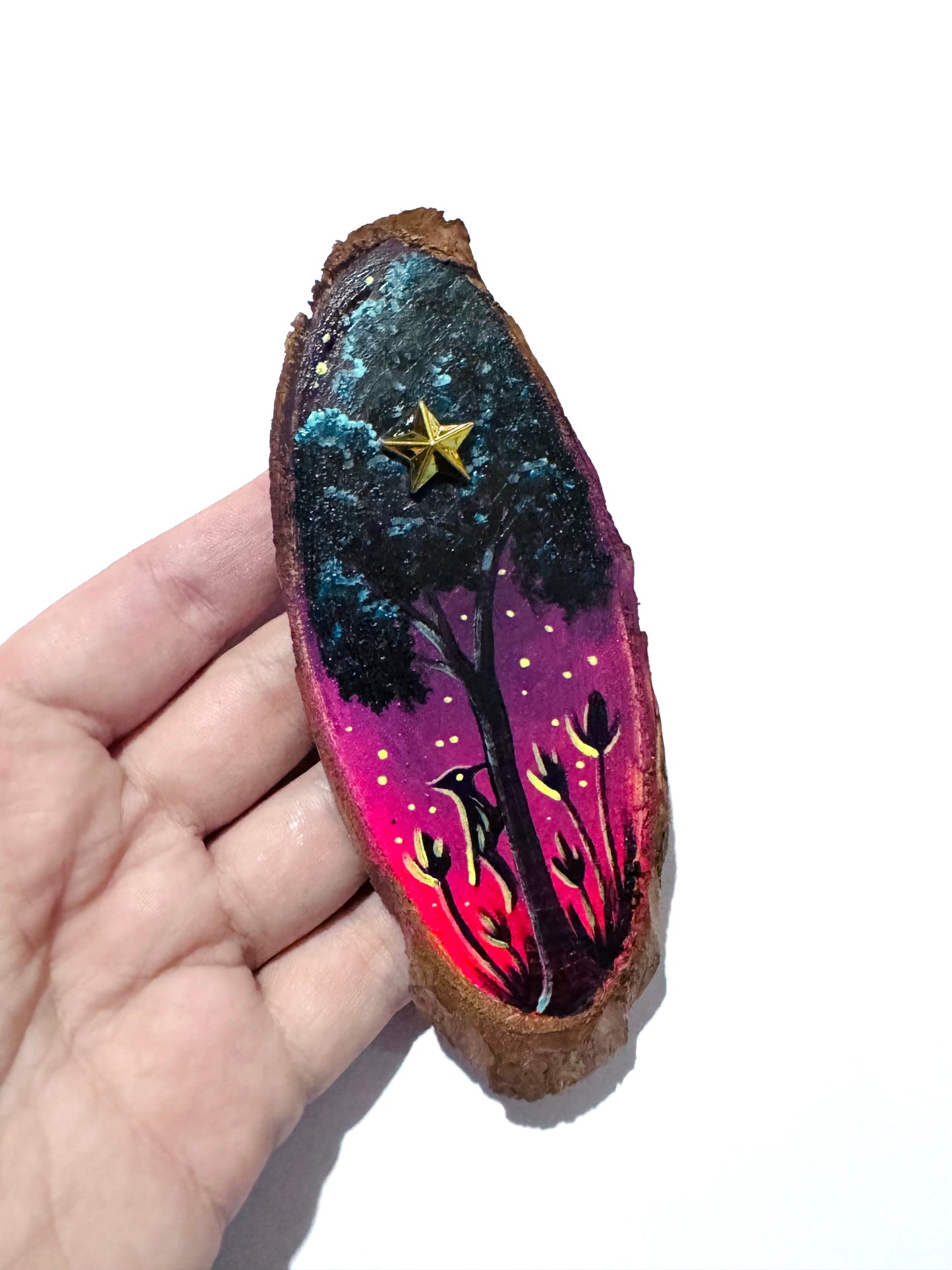 Hand-painted mini wood slice MAGNET / Kézzel festett mini fakorong mágnes