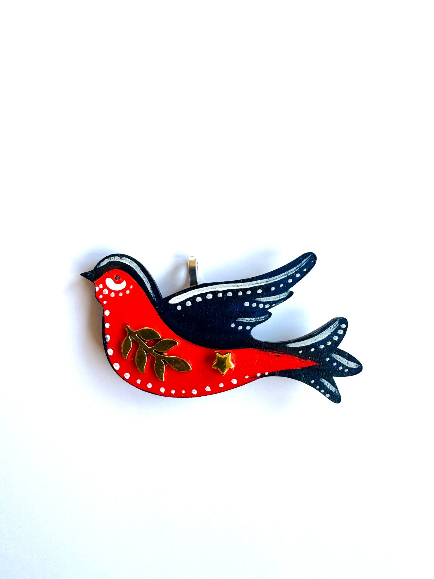 Hand-painted wooden 2 in 1 bird brooch/pendant (Springcollection) / Kézzel festett mini fa 2 az 1-ben madárka bross/medál