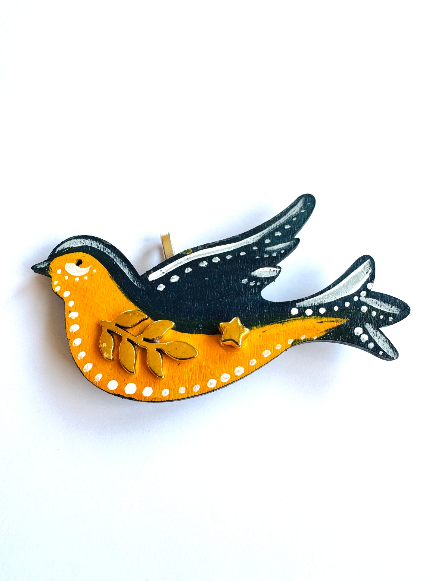 Hand-painted wooden 2 in 1 bird brooch/pendant (Springcollection) / Kézzel festett mini fa 2 az 1-ben madárka bross/medál