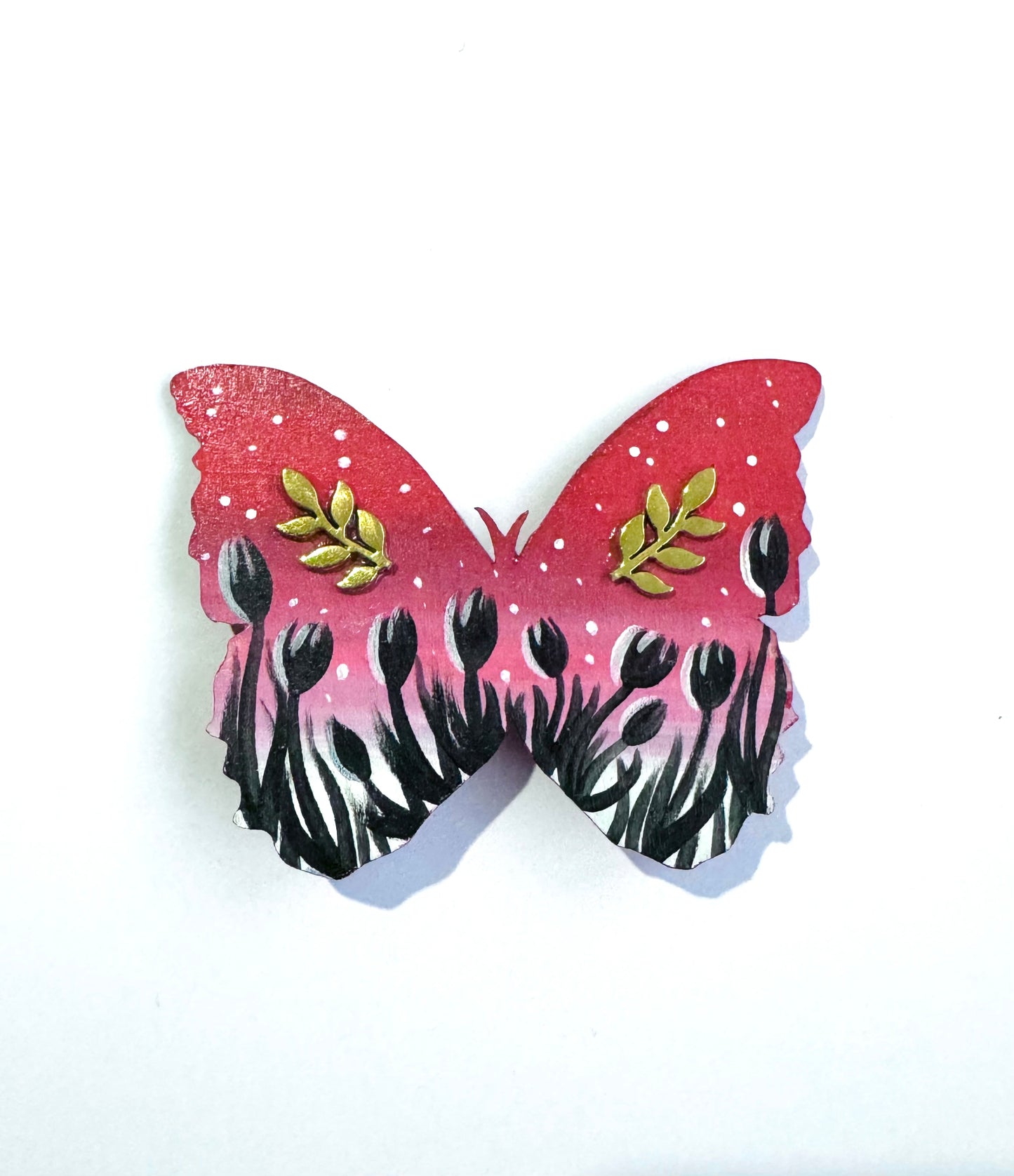 Hand-painted wooden butterfly brooch (Springcollection) / Kézzel festett fa pillangó bross