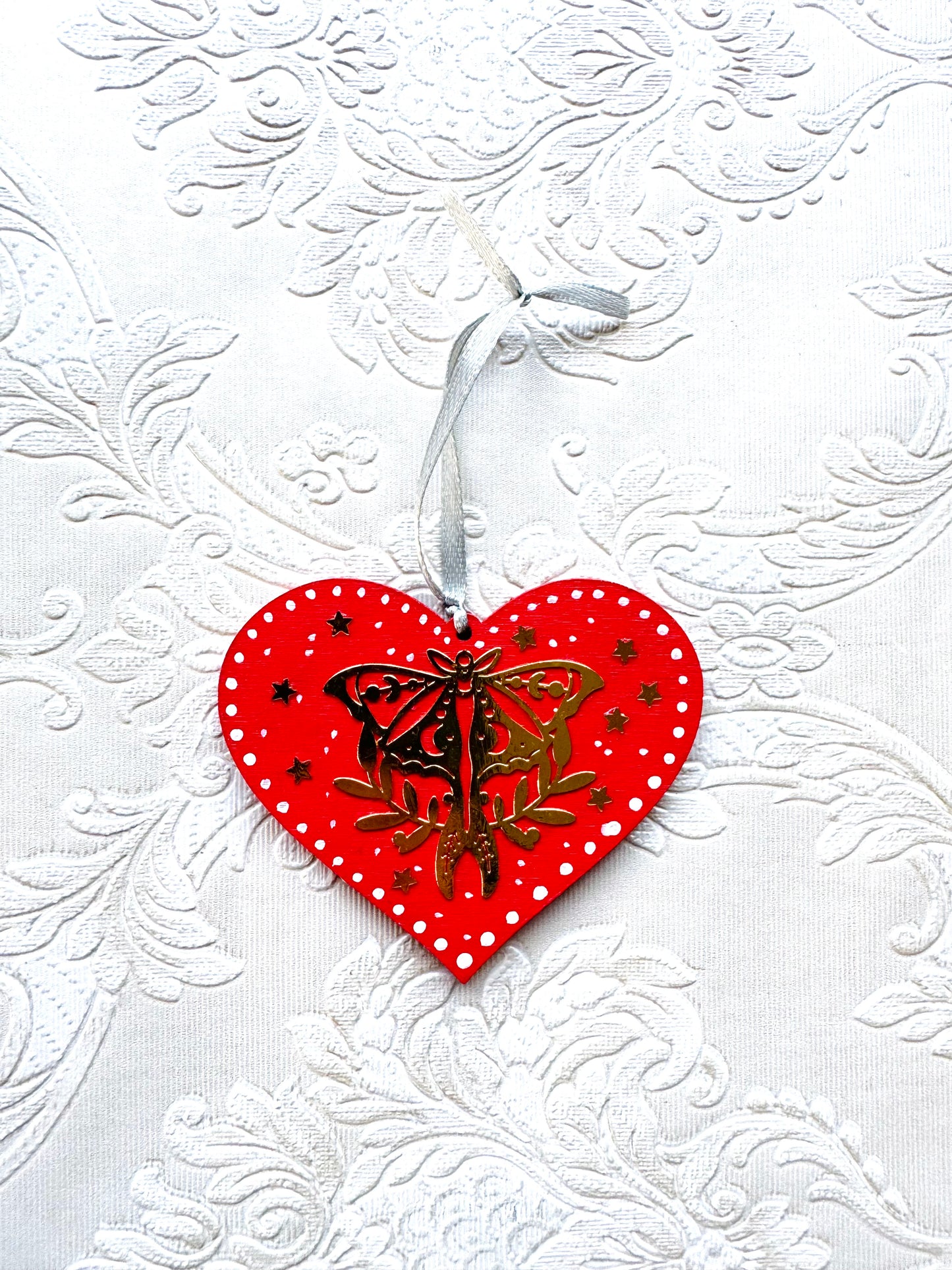 Hand-painted Christmas heart ornament / Kézzel festett karácsonyi szívecske dísz
