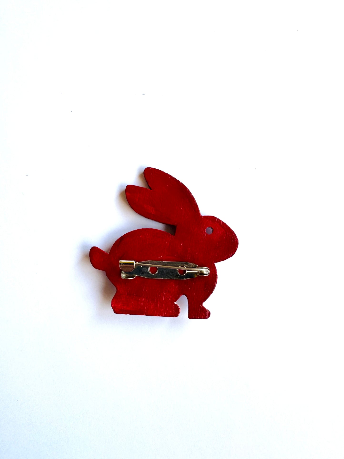 Hand-painted wooden mini rabbit brooch (Springcollection) / Kézzel festett mini fa nyuszi bross