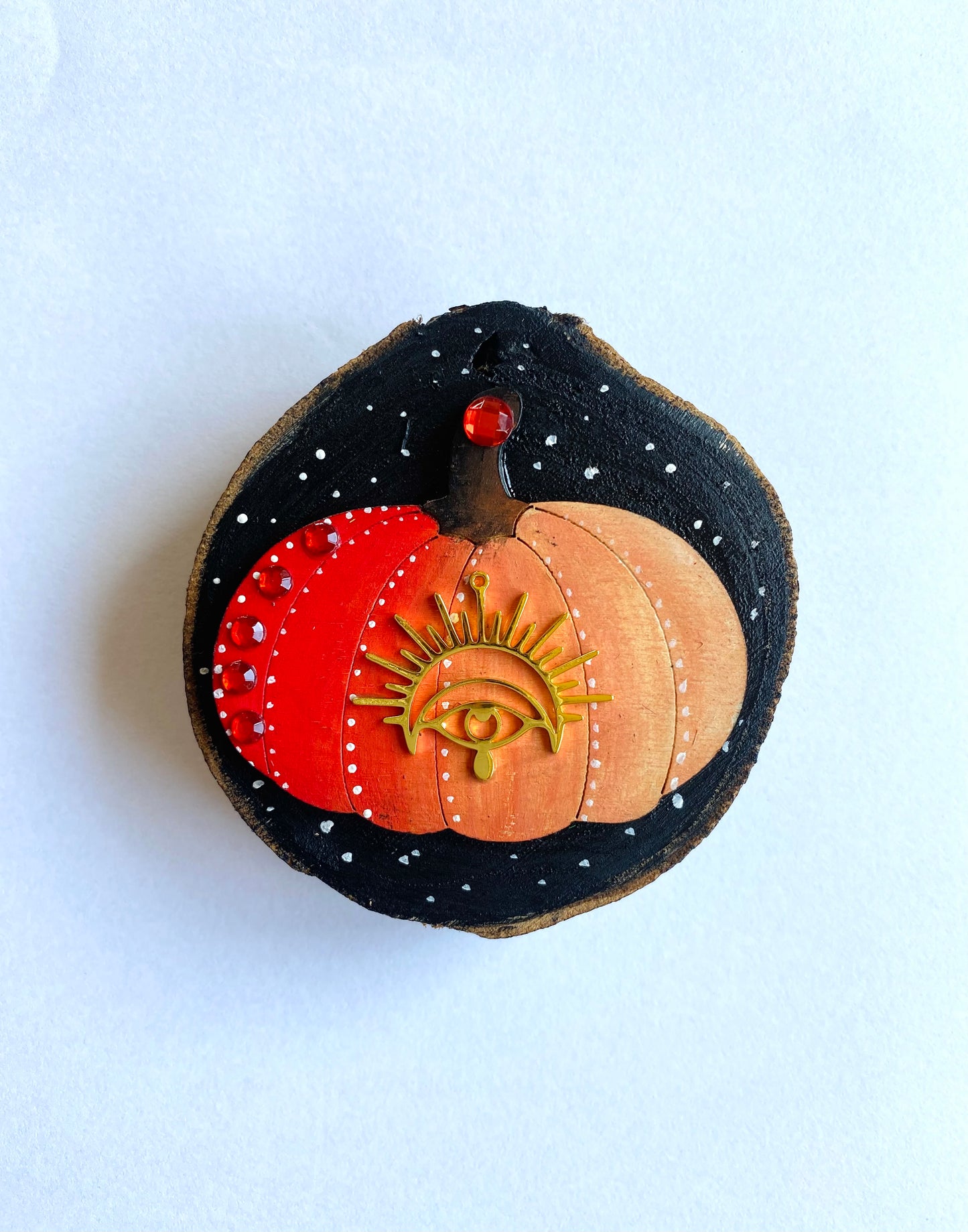 Hand-painted wood slice pumpkin  MAGNET / Kézzel festett tökös fakorong mágnes