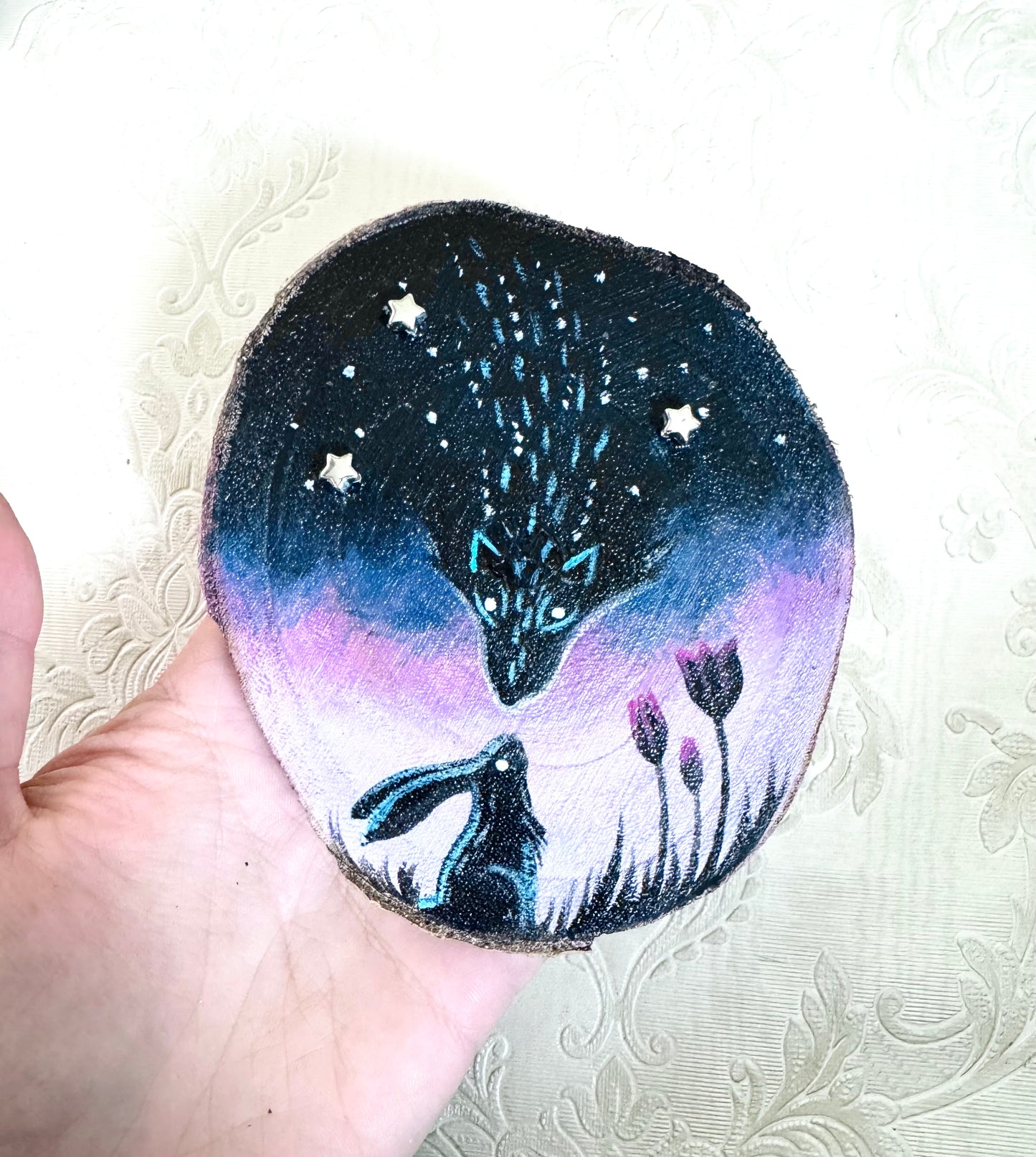 Hand-painted mini wood slice MAGNET / Kézzel festett mini fakorong mágnes