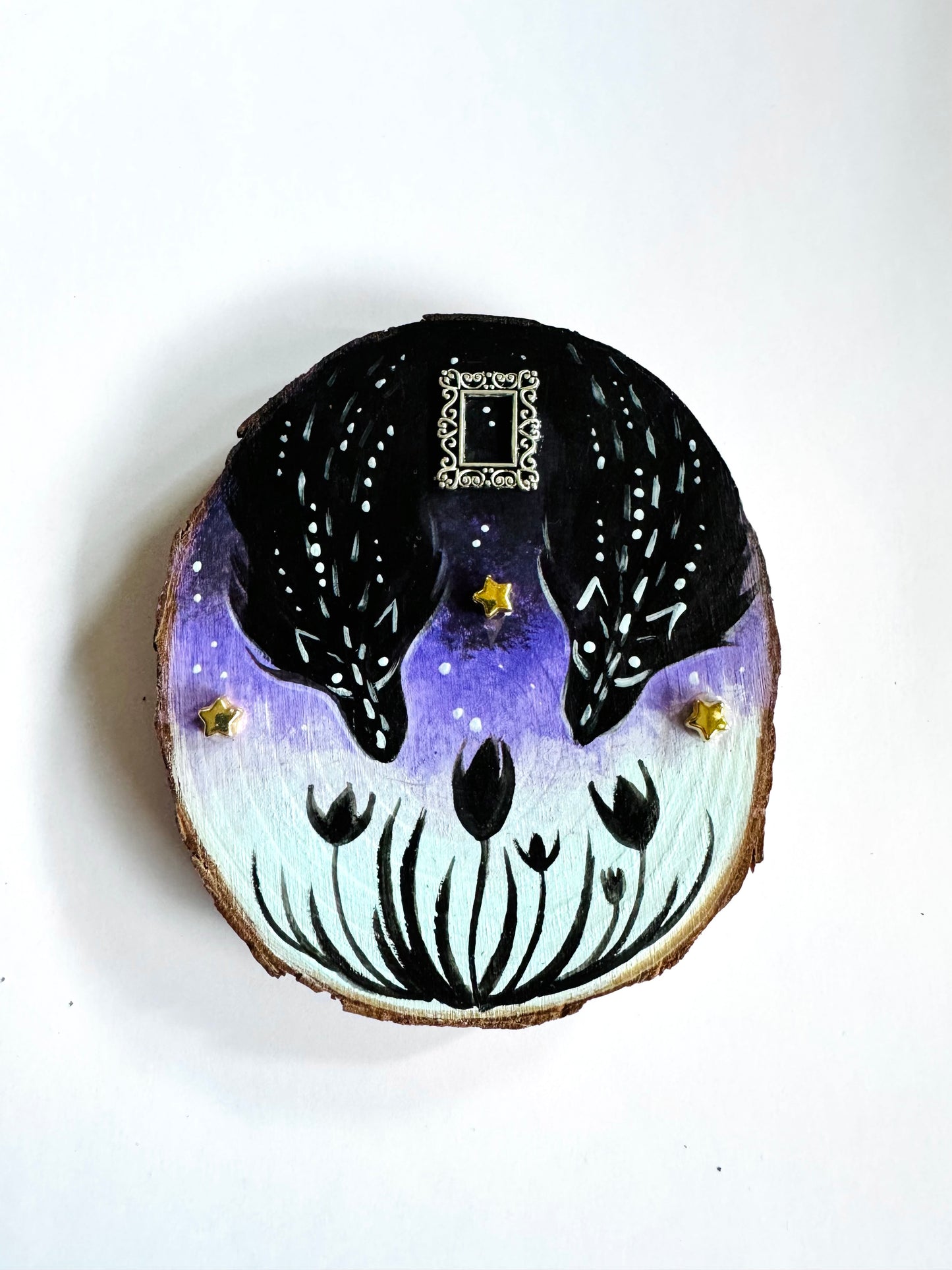 Hand-painted mini wood slice MAGNET / Kézzel festett mini fakorong mágnes