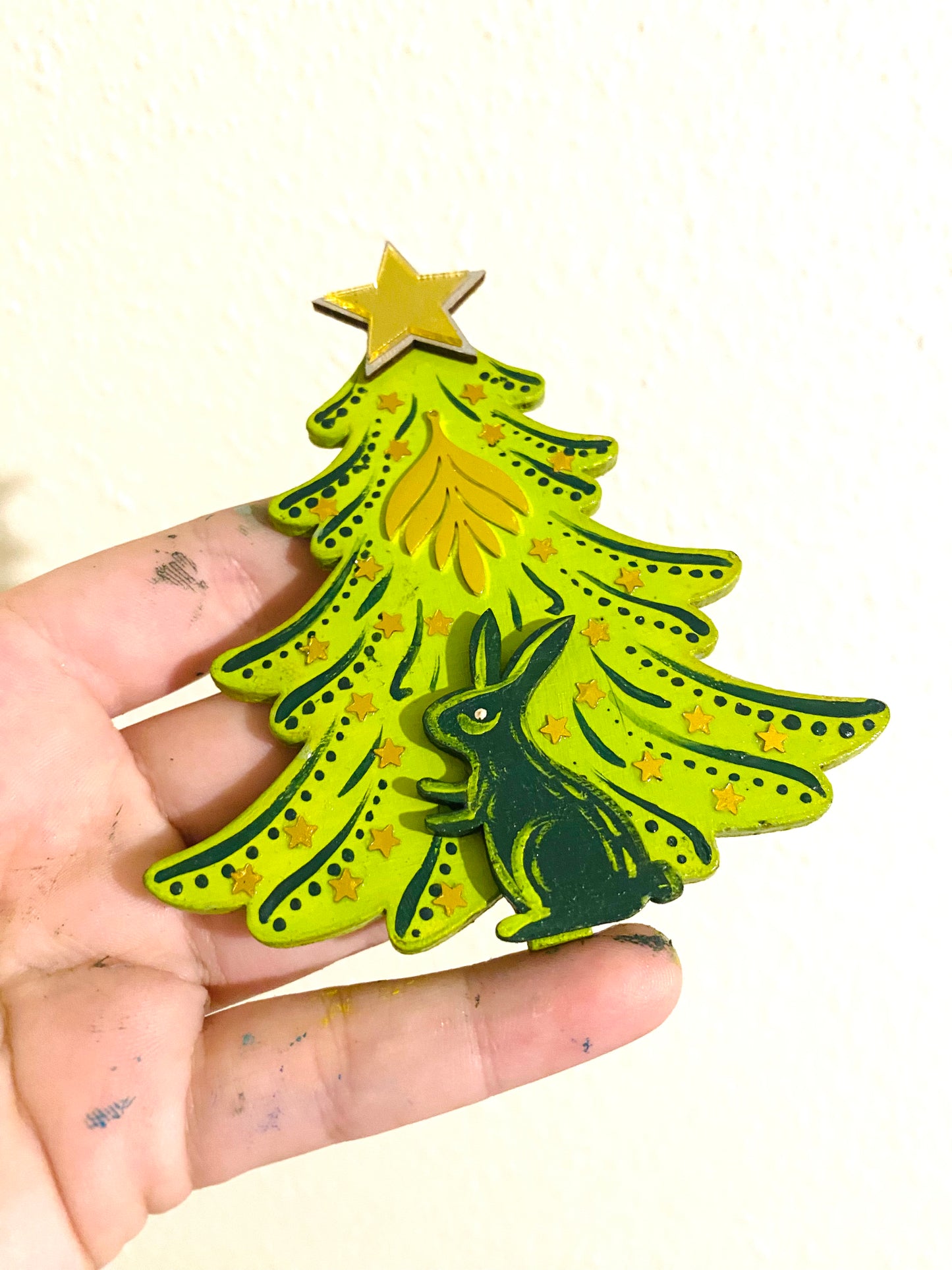 Handbemalter Weihnachtsbaummagnet / Kézzel festett karácsonyfa mágnes
