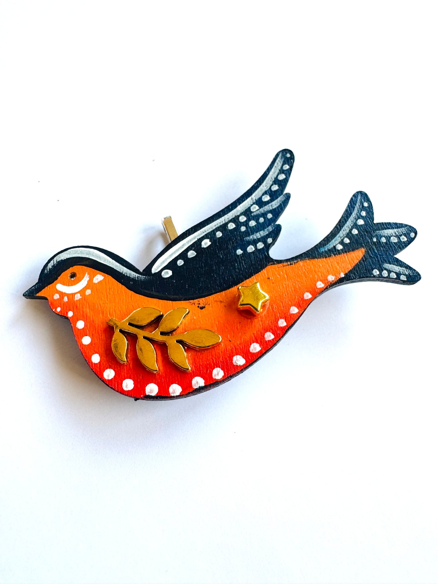 Hand-painted wooden 2 in 1 bird brooch/pendant (Springcollection) / Kézzel festett mini fa 2 az 1-ben madárka bross/medál