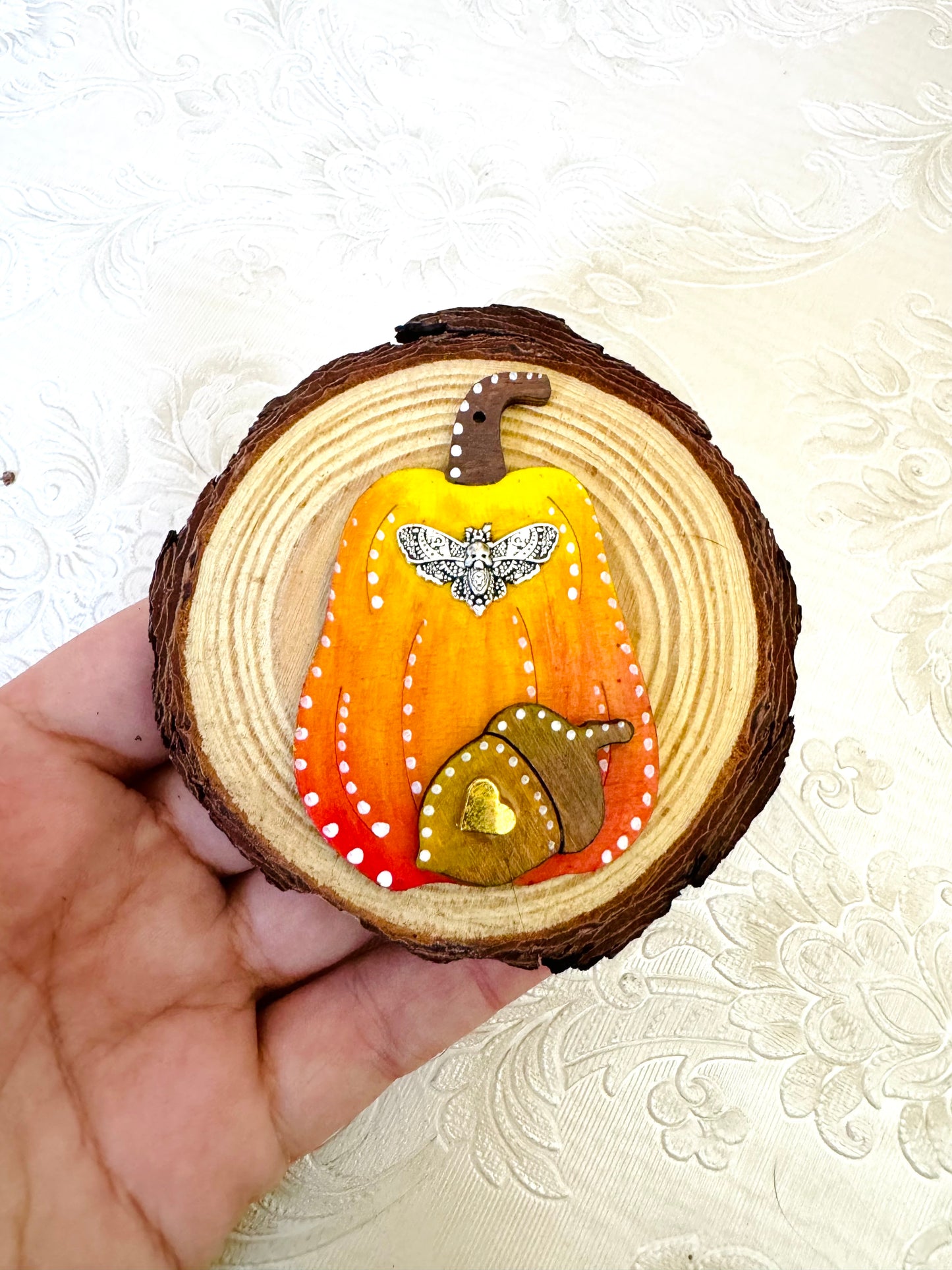 Hand-painted mini wood slice MAGNET / Kézzel festett mini fakorong mágnes
