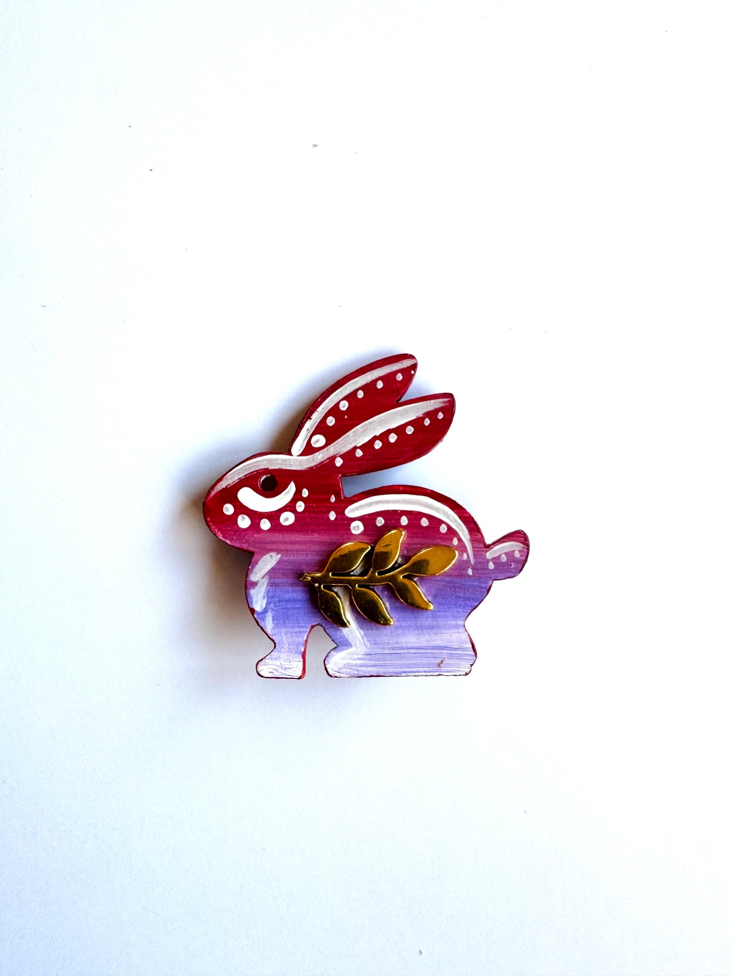 Hand-painted wooden mini rabbit brooch (Springcollection) / Kézzel festett mini fa nyuszi bross