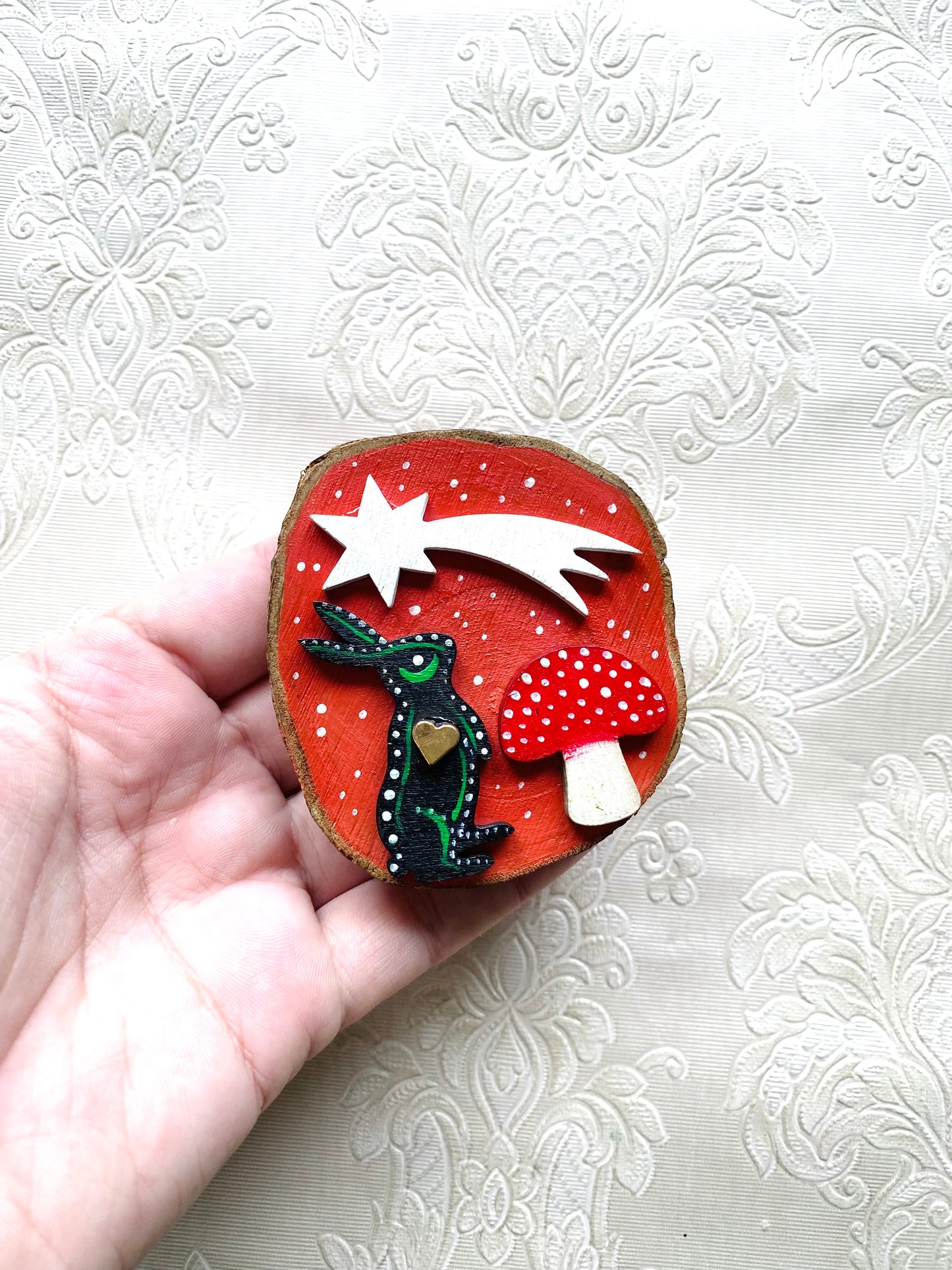 Hand-painted mini wood slice MAGNET / Kézzel festett mini fakorong mágnes