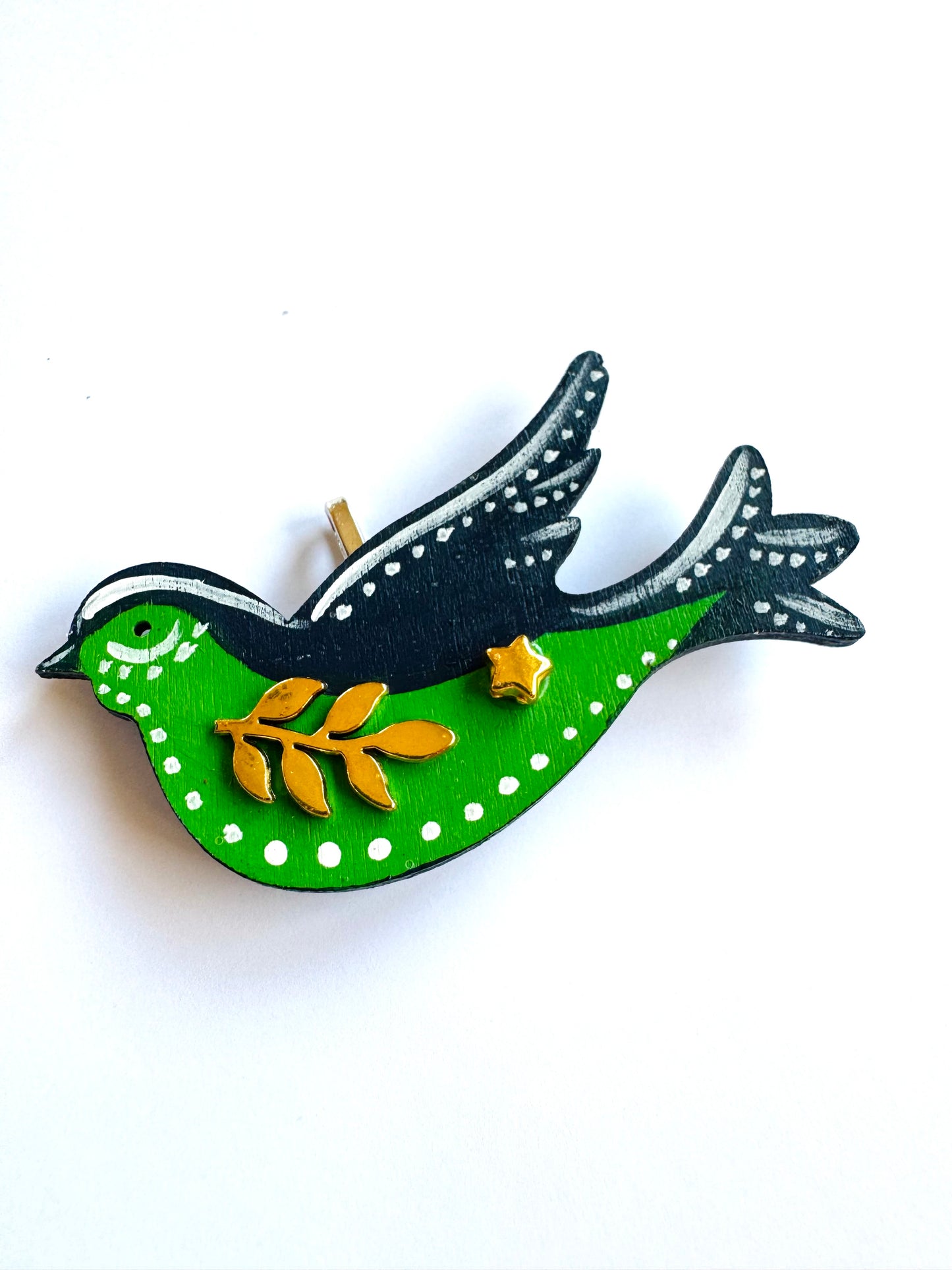 Hand-painted wooden 2 in 1 bird brooch/pendant (Springcollection) / Kézzel festett mini fa 2 az 1-ben madárka bross/medál