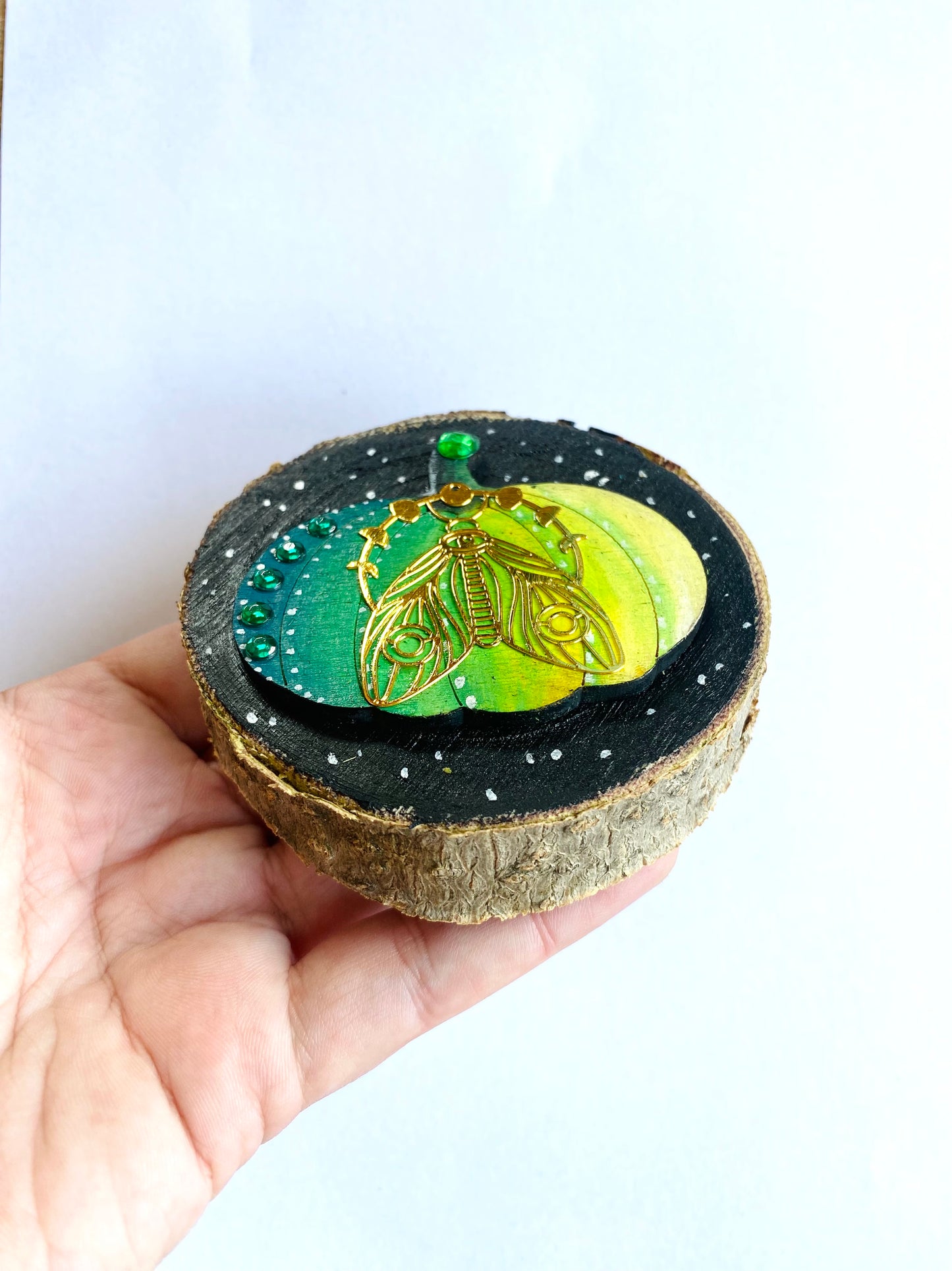 Hand-painted wood slice pumpkin MAGNET / Kézzel festett tökös fakorong mágnes