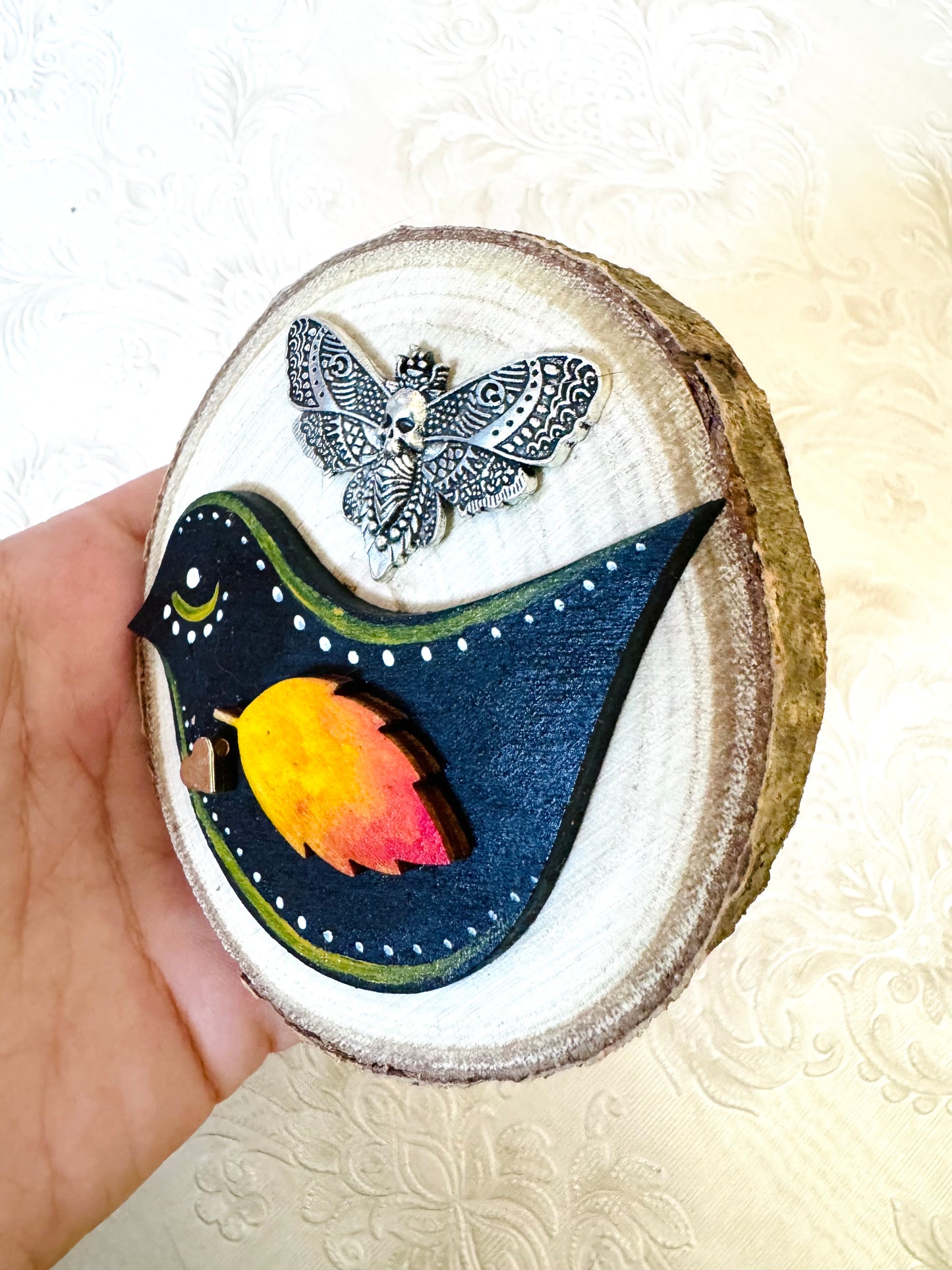 Hand-painted mini wood slice MAGNET / Kézzel festett mini fakorong mágnes