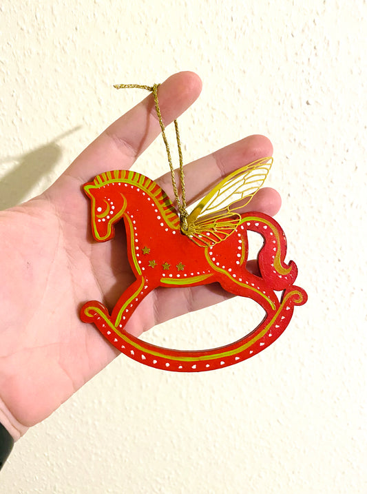 Hand-painted WINGED hintaló függő dísz / Kézzel festett szárnyas hintaló dísz