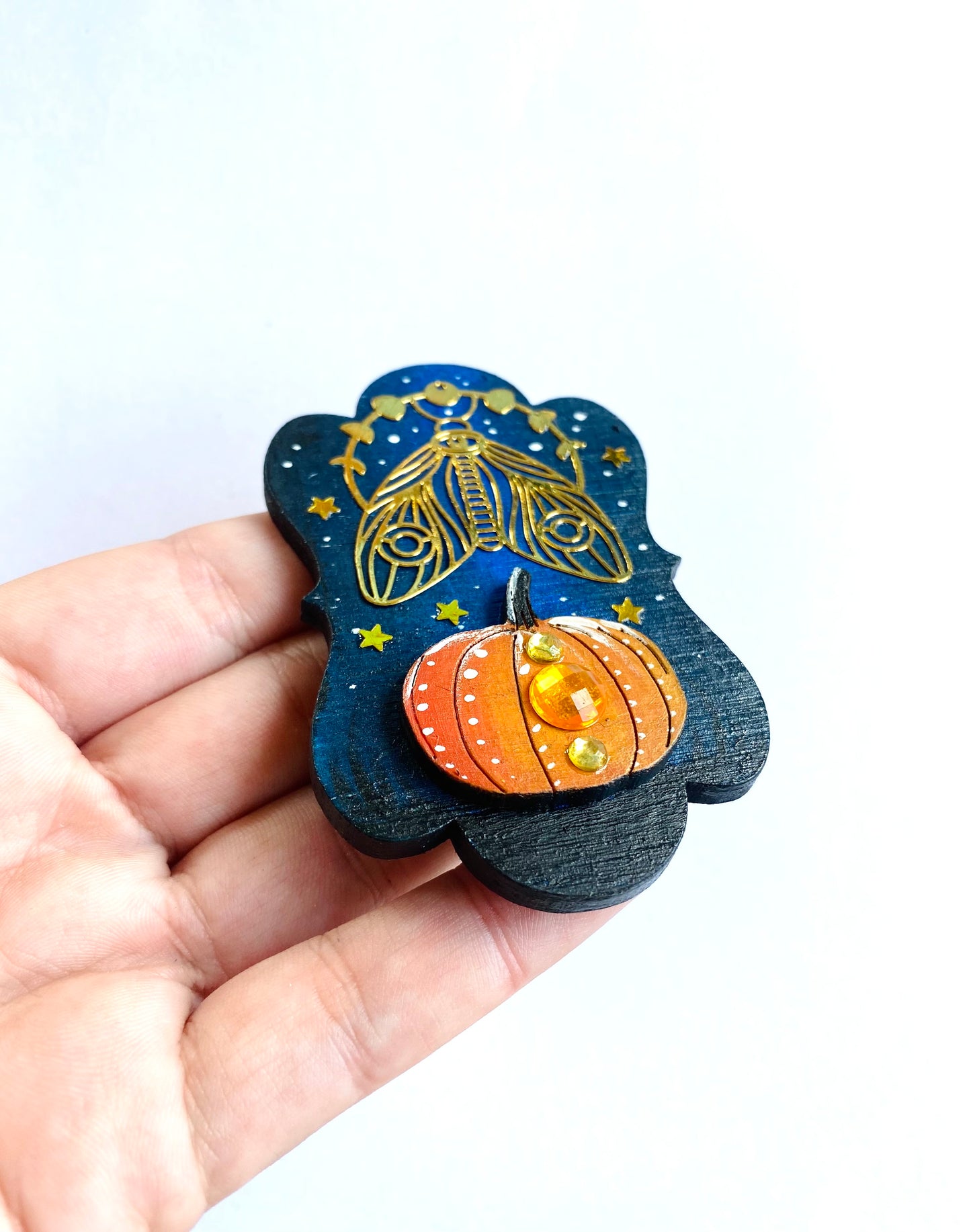 Hand-painted pumpkin magnet / Kézzel festett tökös mágnes