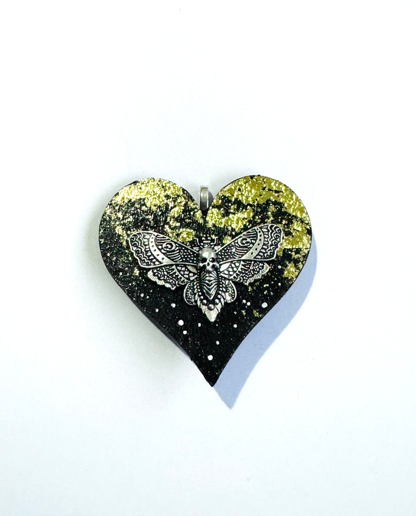 Hand-painted 2 in 1 wooden magic heart pendant/ brooch (Springcollection) / Kézzel festett fa varázsszív 2 in 1 medál/bross aranyfüsttel