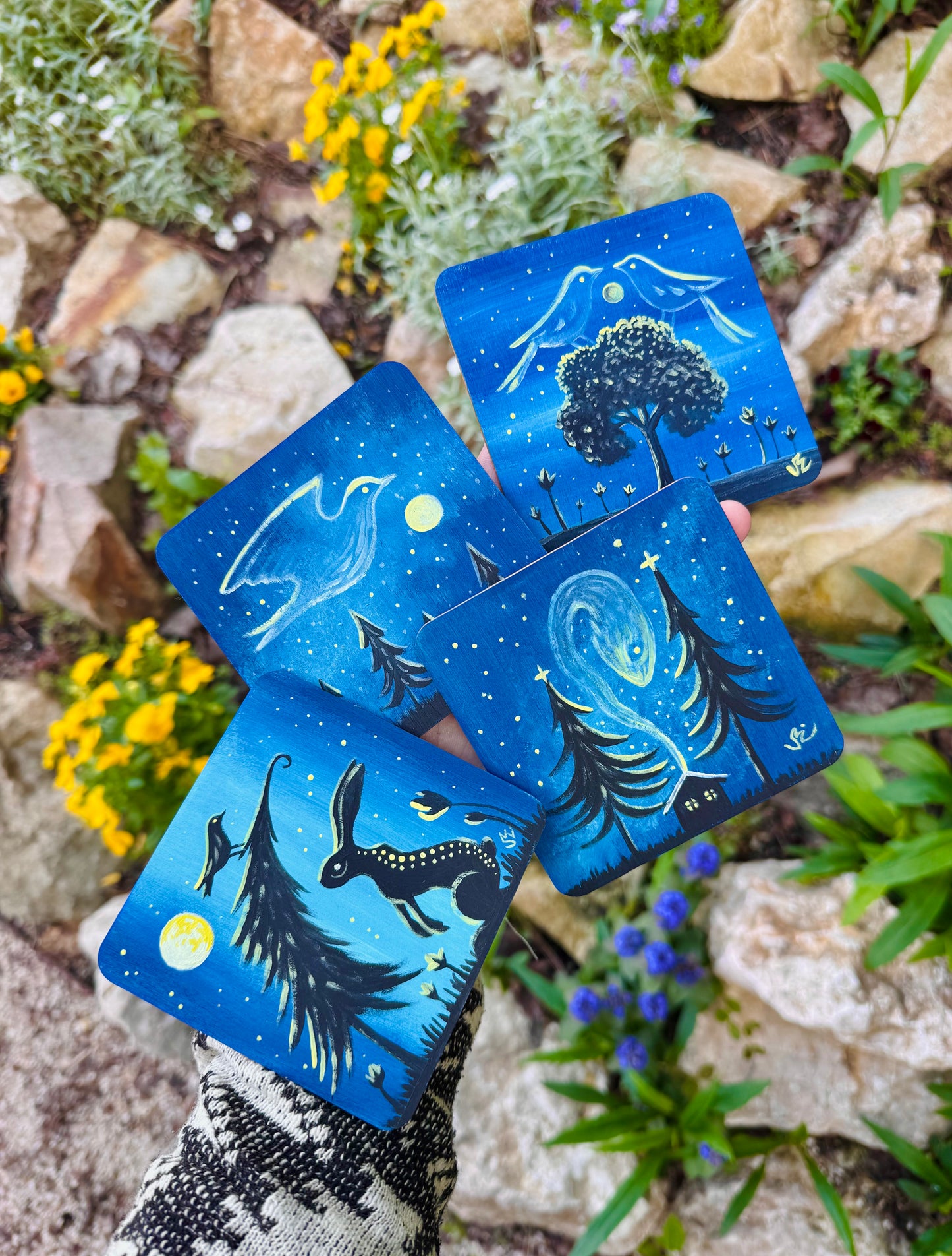 EYCIIR kézzel festett alátét szett (4 db-os) / EYCIIR handpainted coaster set (4 pcs)