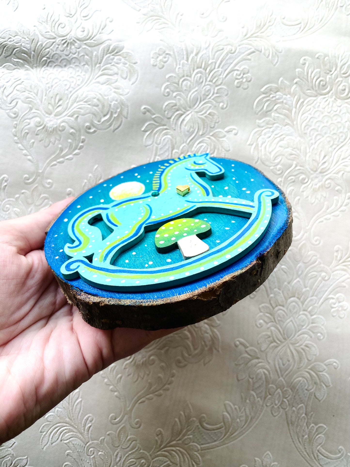 Hand-painted mini wood slice MAGNET / Kézzel festett mini fakorong mágnes