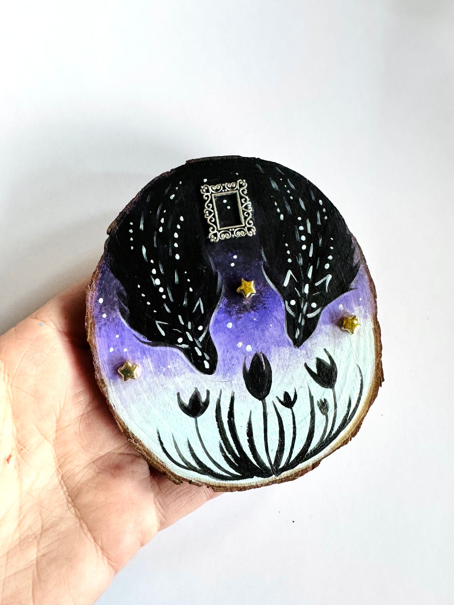 Hand-painted mini wood slice MAGNET / Kézzel festett mini fakorong mágnes