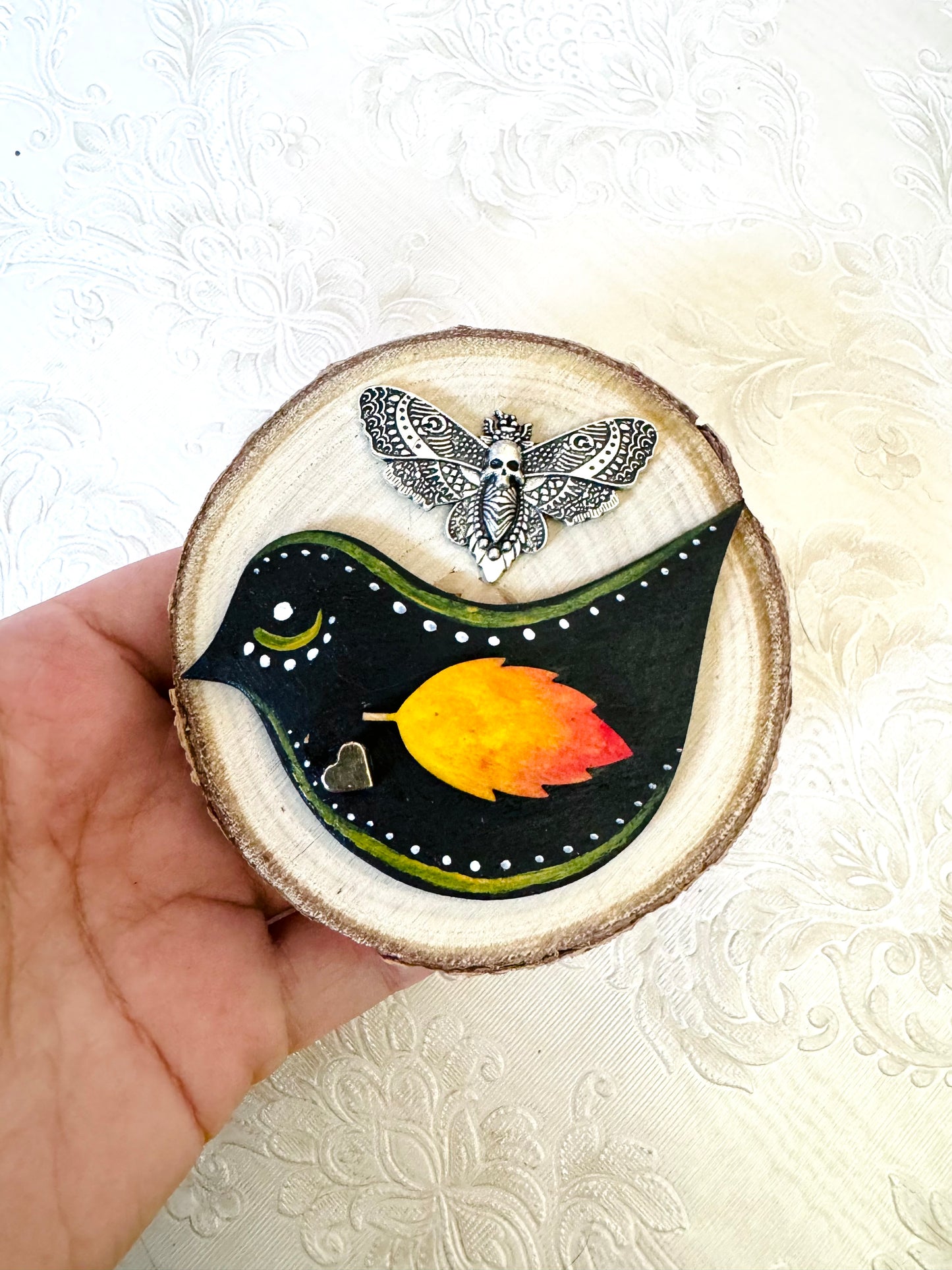 Hand-painted mini wood slice MAGNET / Kézzel festett mini fakorong mágnes