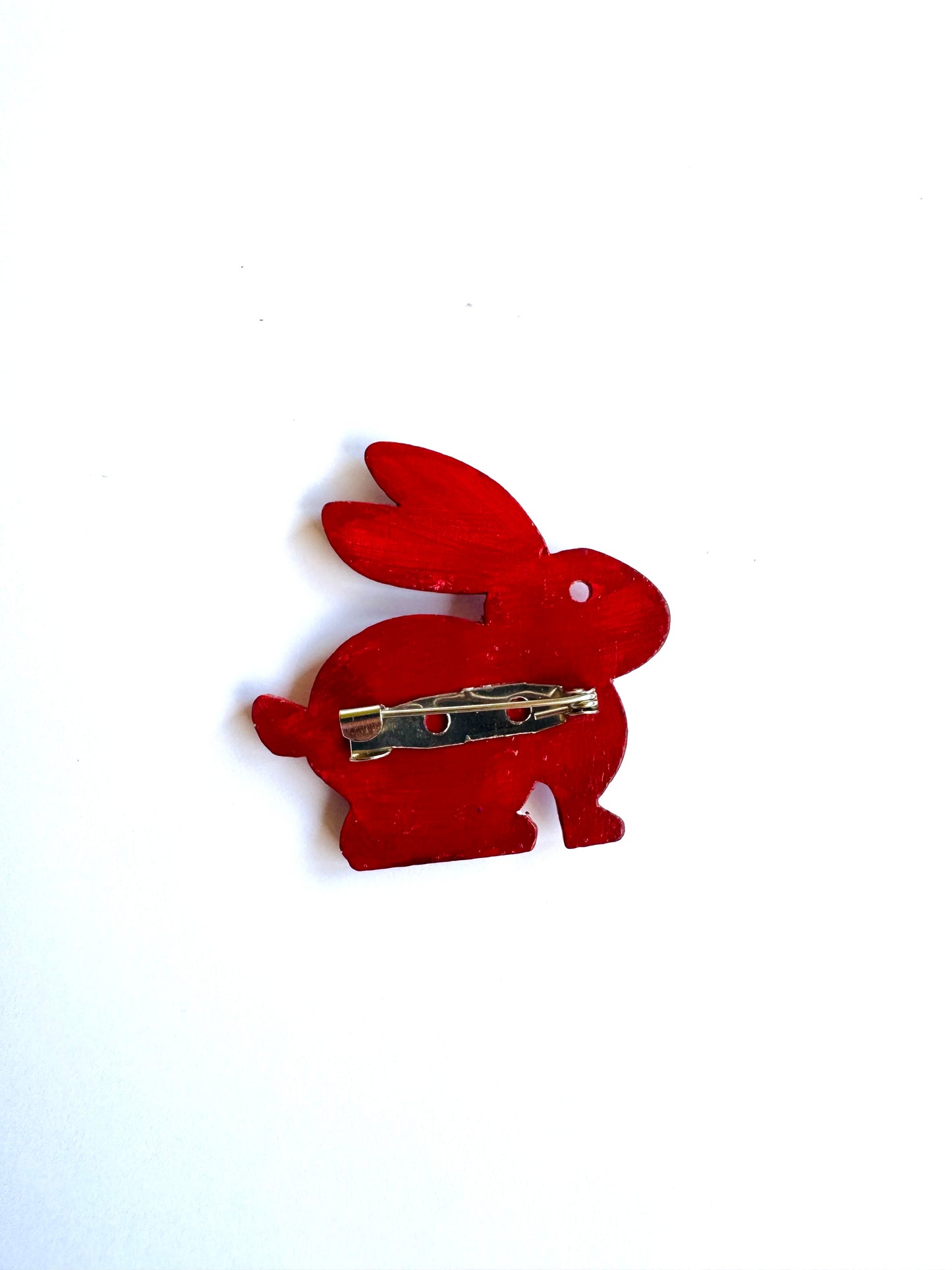 Hand-painted wooden mini rabbit brooch (Springcollection) / Kézzel festett mini fa nyuszi bross
