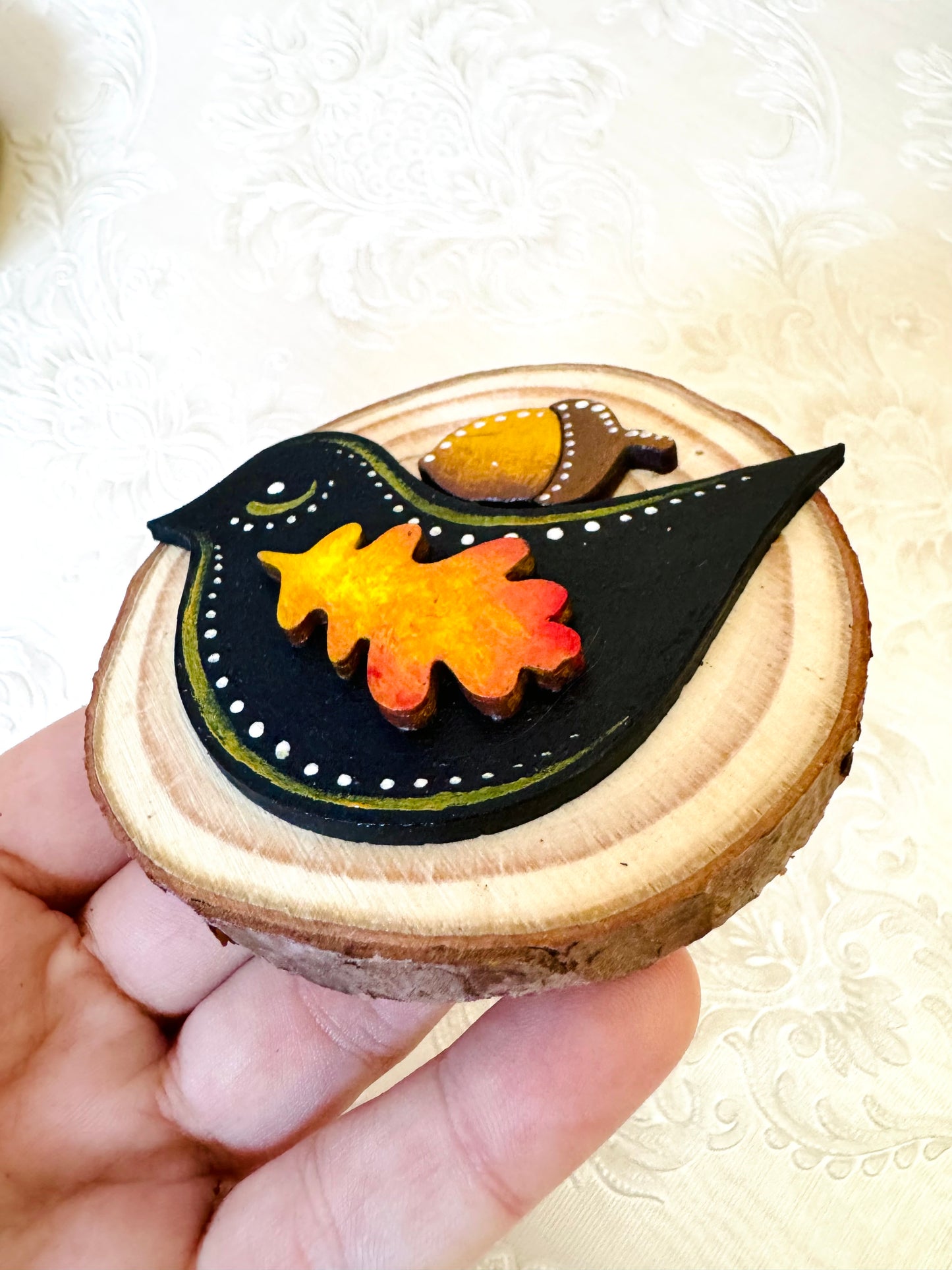 Hand-painted mini wood slice MAGNET / Kézzel festett mini fakorong mágnes