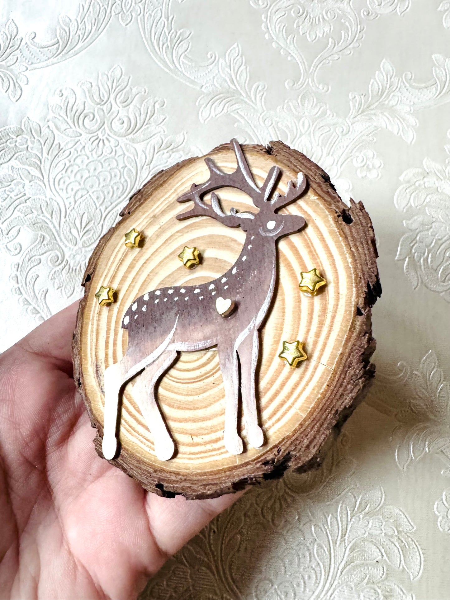 Hand-painted mini wood slice MAGNET / Kézzel festett mini fakorong mágnes
