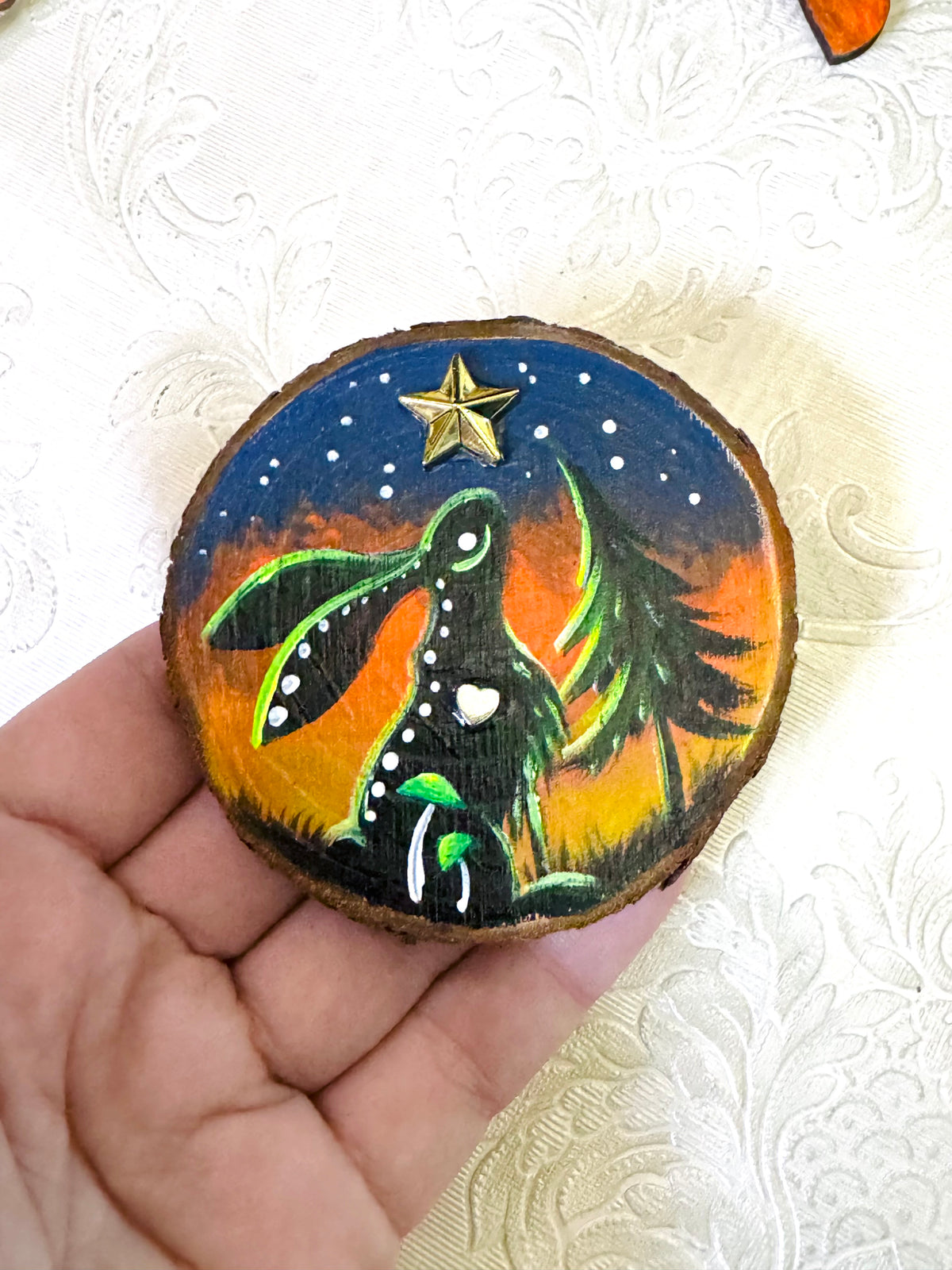 Hand-painted mini wood slice MAGNET / Kézzel festett mini fakorong mágnes