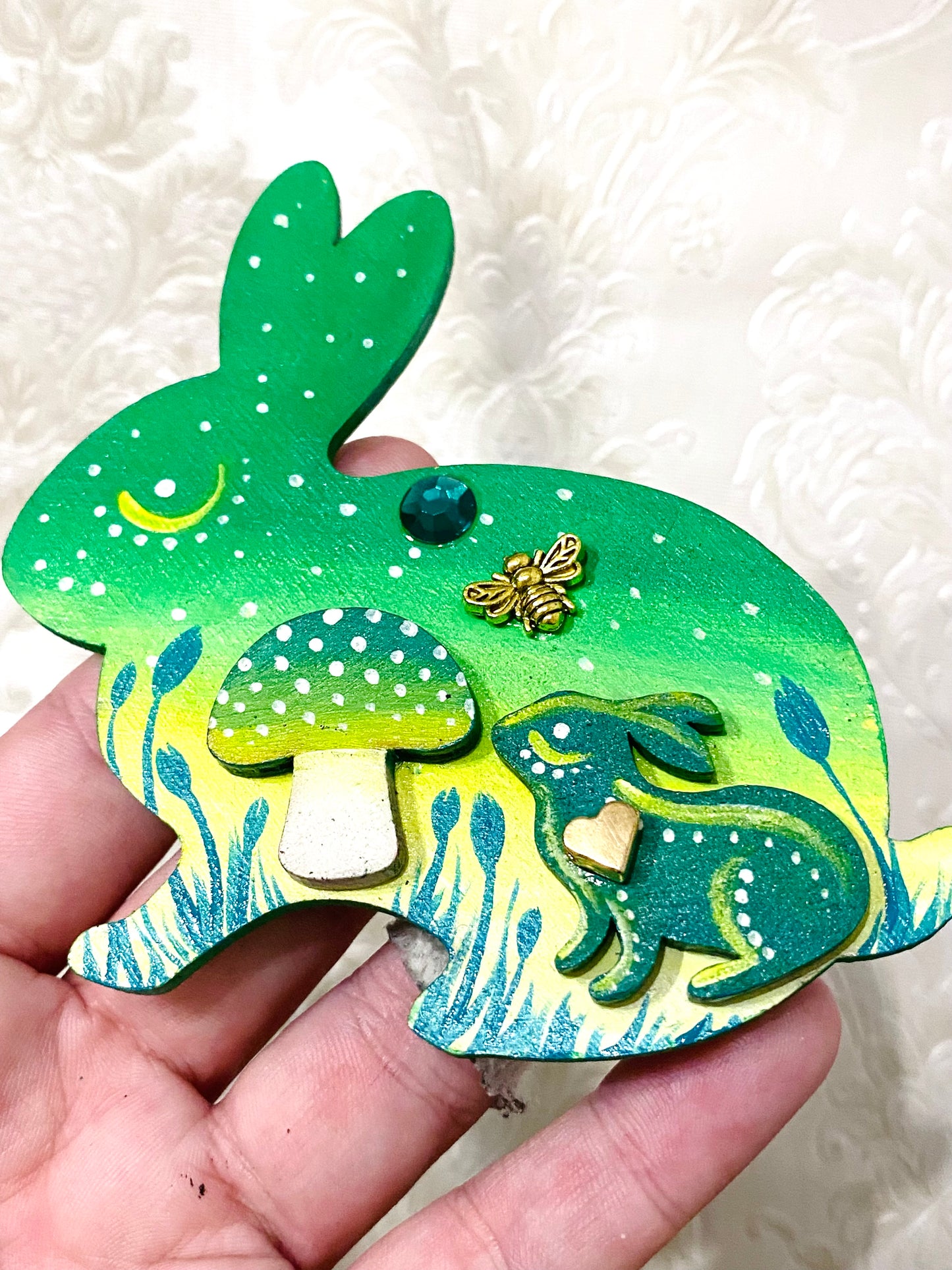 Hand-painted rabbit MAGNET / Kézzel festett nyuszi mágnes