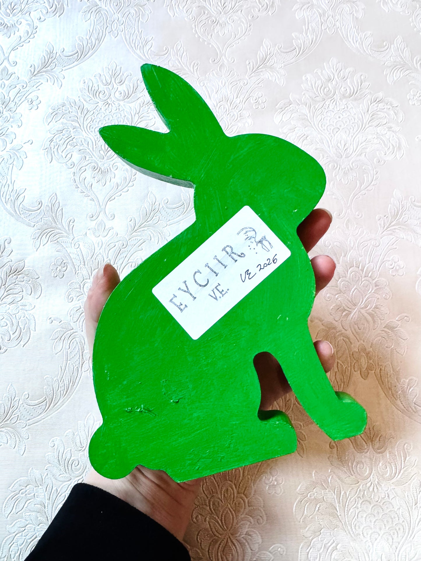 Springdecor rabbit wooden figurine LARGER SIZE / Tavaszi nyuszi álló fafigura NAGYOBB MÉRET