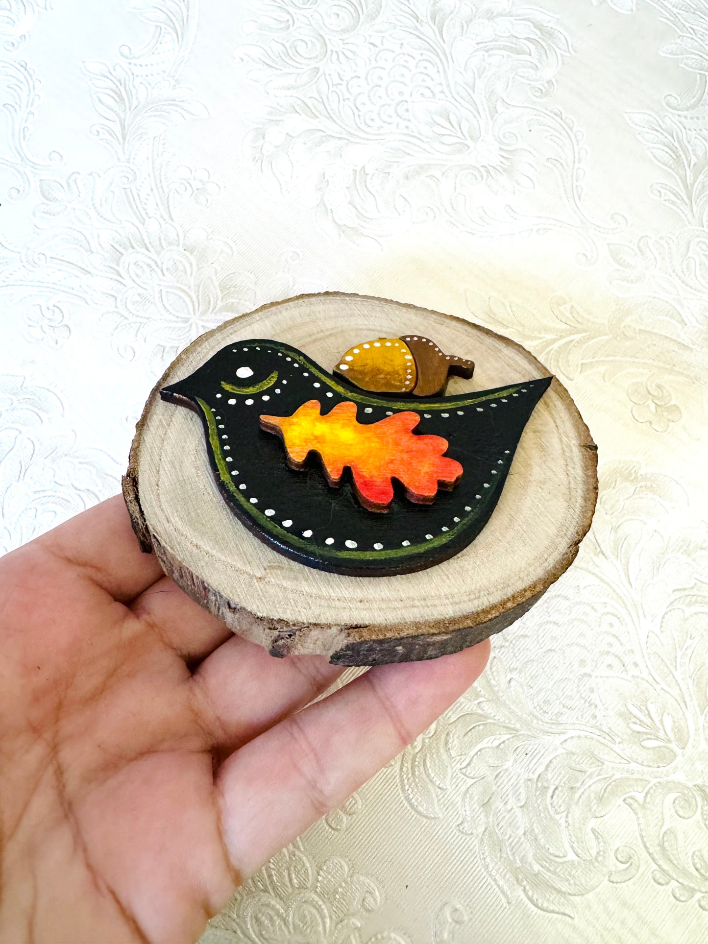 Hand-painted mini wood slice MAGNET / Kézzel festett mini fakorong mágnes