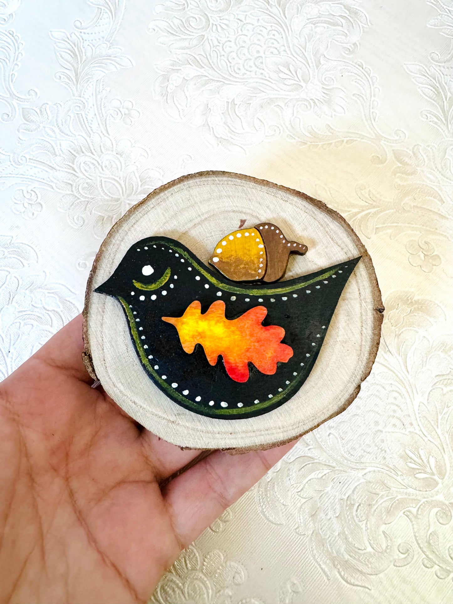 Hand-painted mini wood slice MAGNET / Kézzel festett mini fakorong mágnes