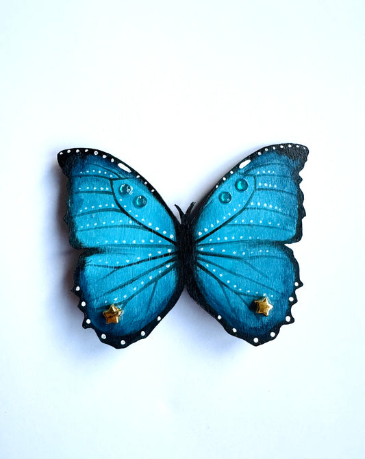 Hand-painted wooden butterfly brooch (Springcollection) / Kézzel festett fa pillangó bross