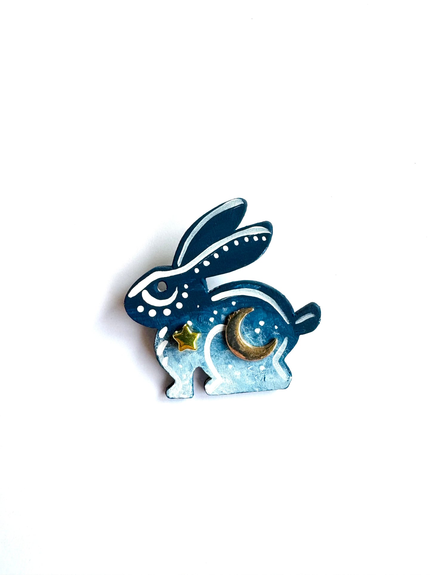 Hand-painted wooden mini rabbit brooch (Springcollection) / Kézzel festett mini fa nyuszi bross