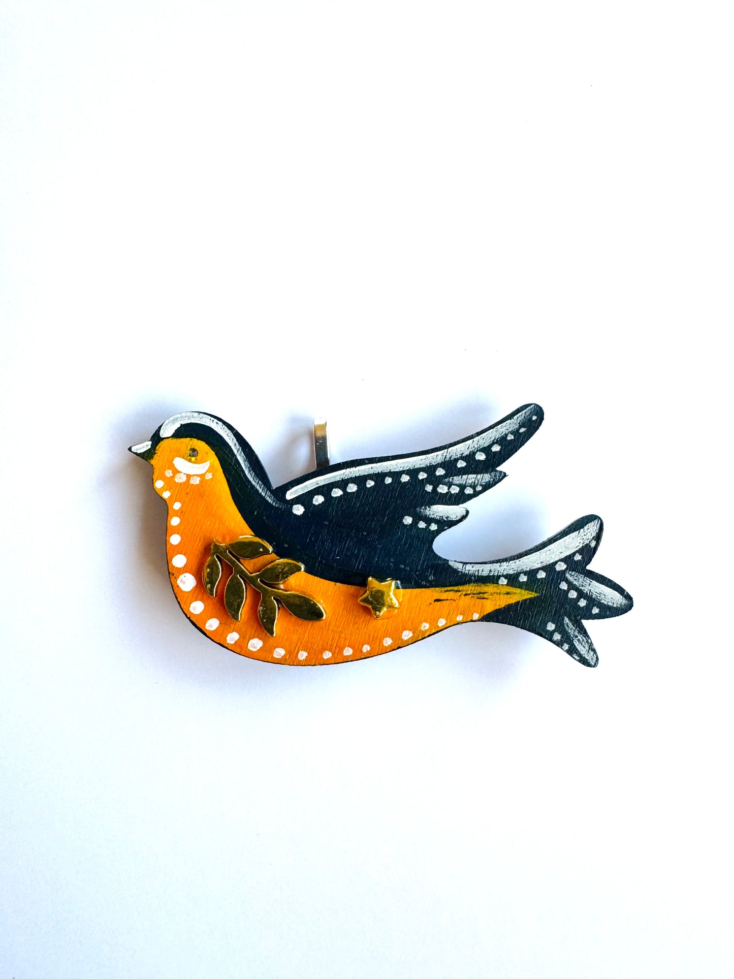 Hand-painted wooden 2 in 1 bird brooch/pendant (Springcollection) / Kézzel festett mini fa 2 az 1-ben madárka bross/medál