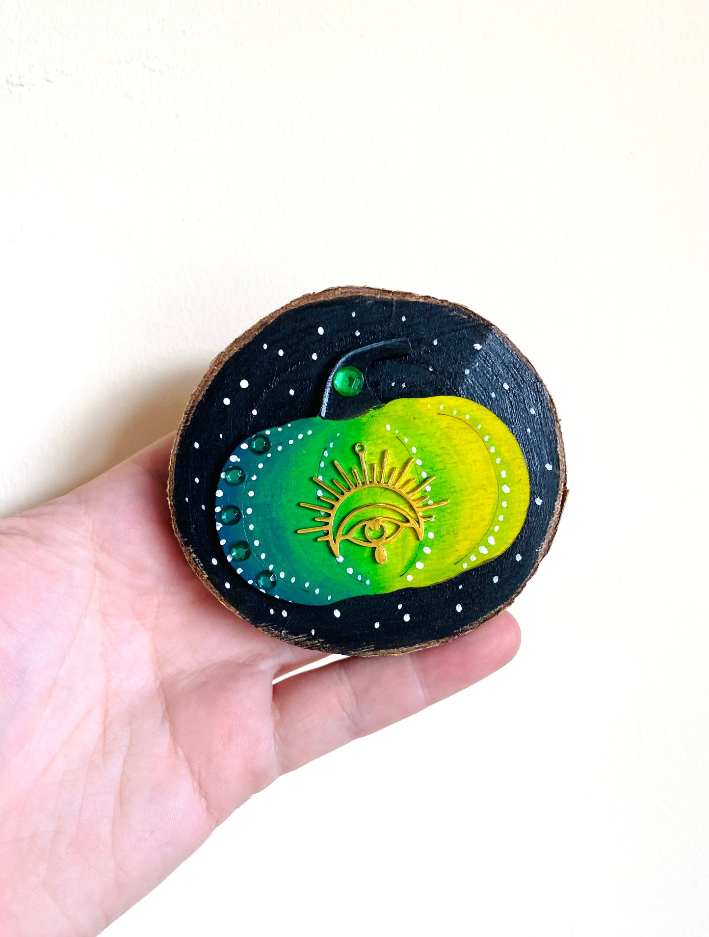 Hand-painted wood slice pumpkin MAGNET / Kézzel festett tökös fakorong mágnes