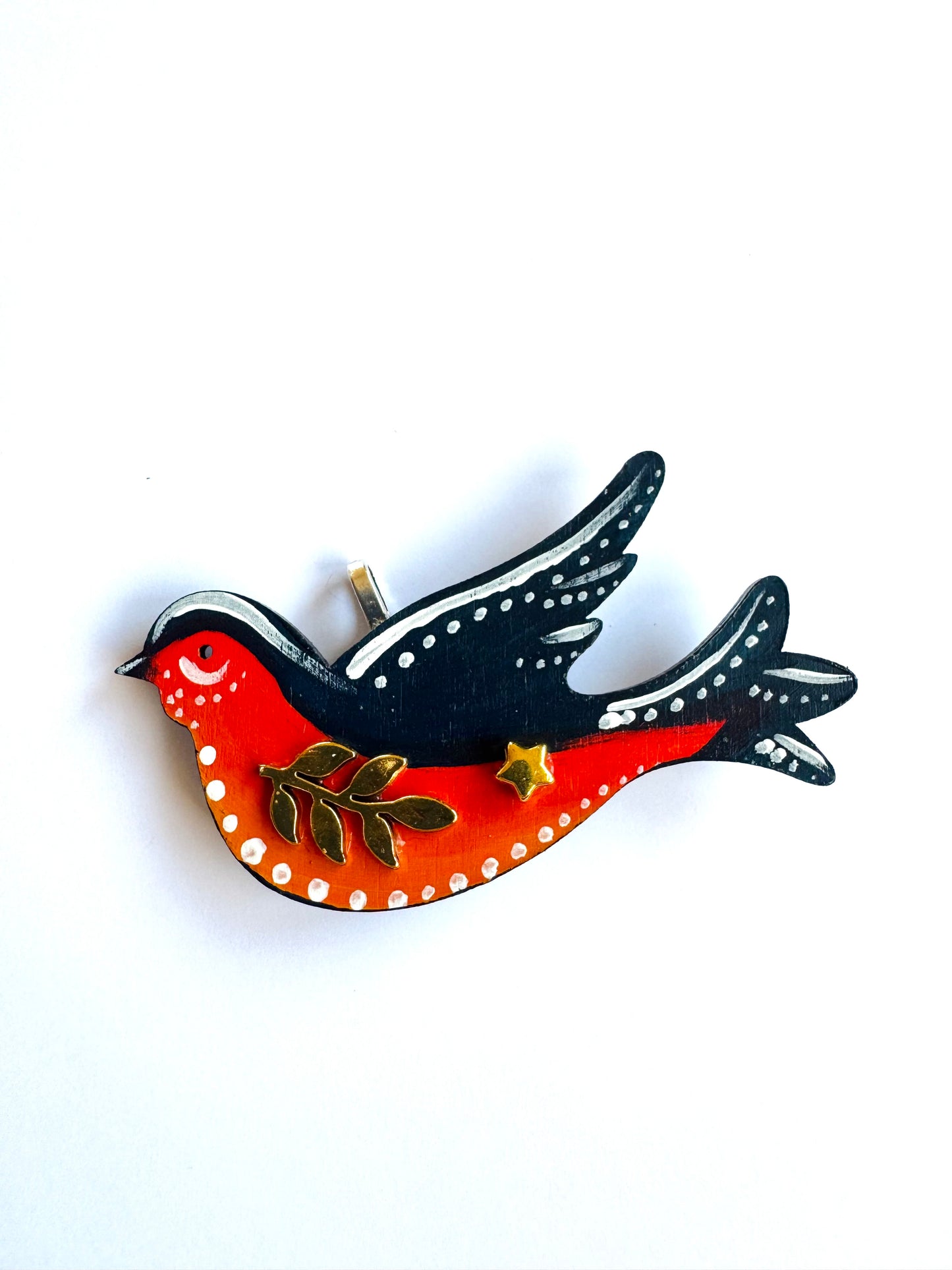 Hand-painted wooden 2 in 1 bird brooch/pendant (Springcollection) / Kézzel festett mini fa 2 az 1-ben madárka bross/medál