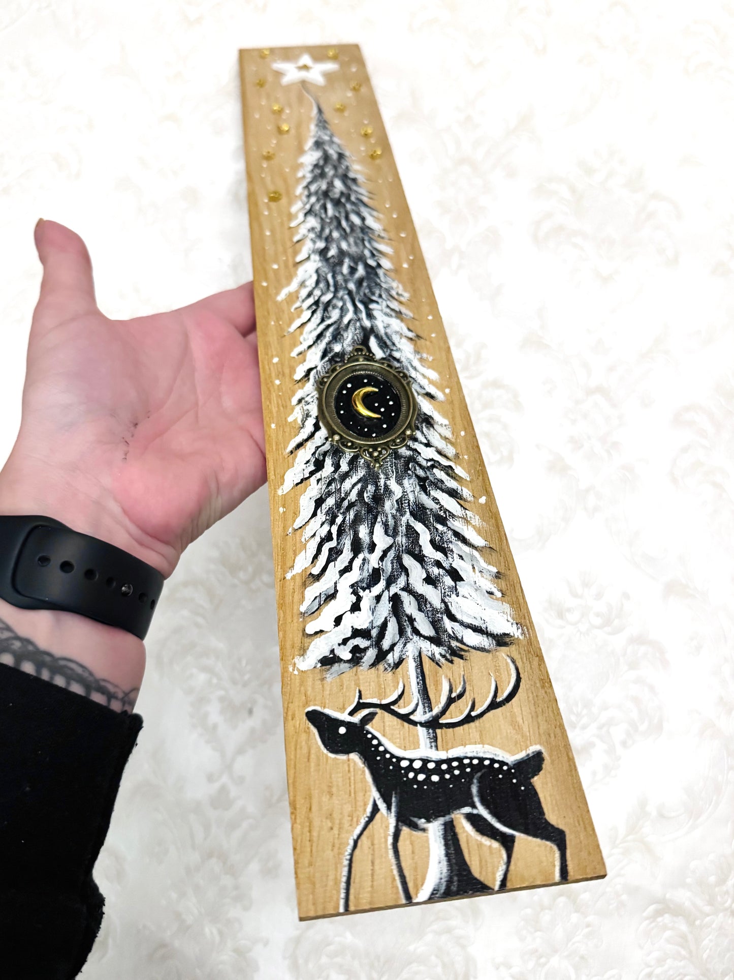 Parkettaléc-festmény NAGYOBB / Painting on wooden parquette strip, LARGER SIZE