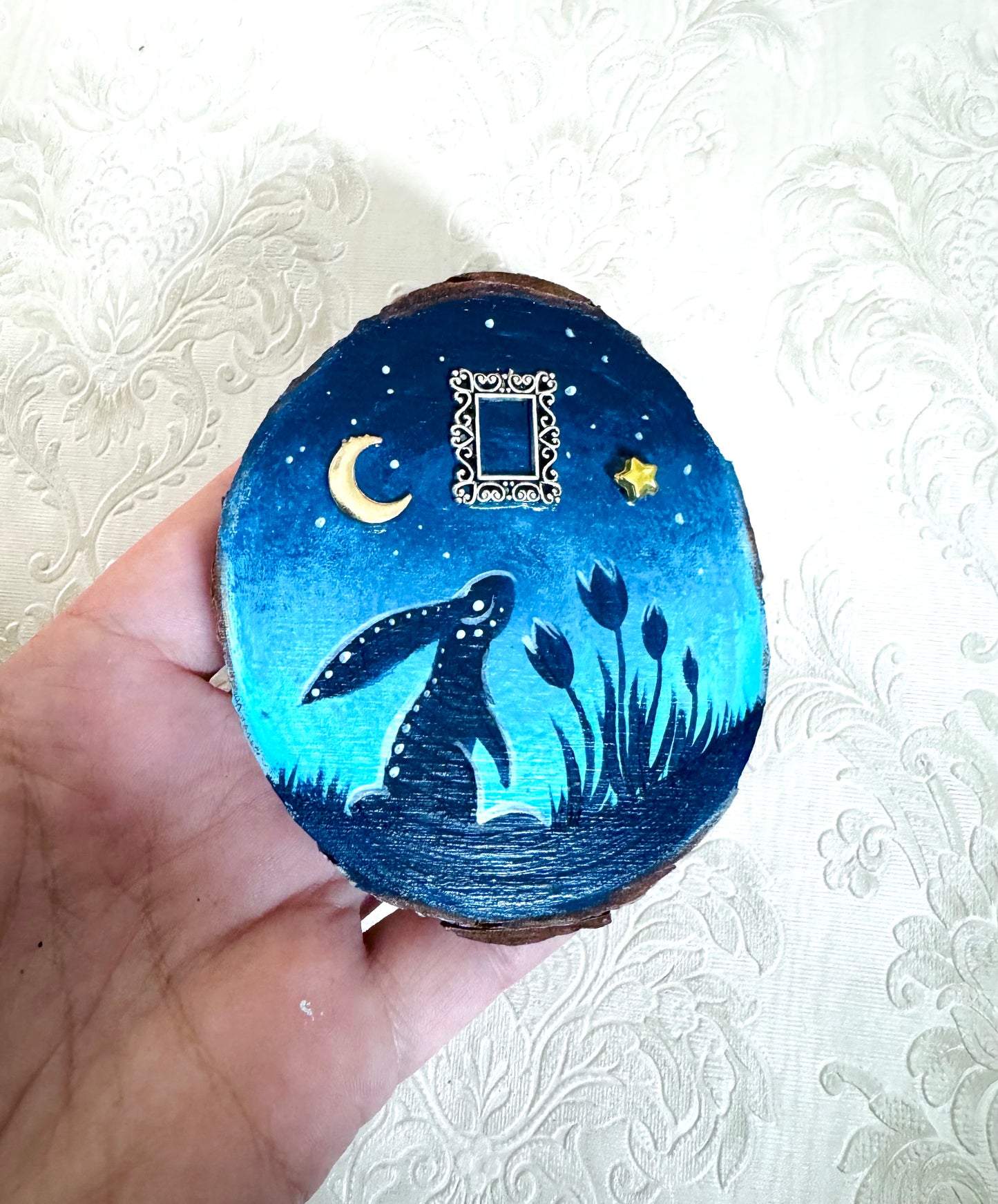 Hand-painted mini wood slice MAGNET / Kézzel festett mini fakorong mágnes