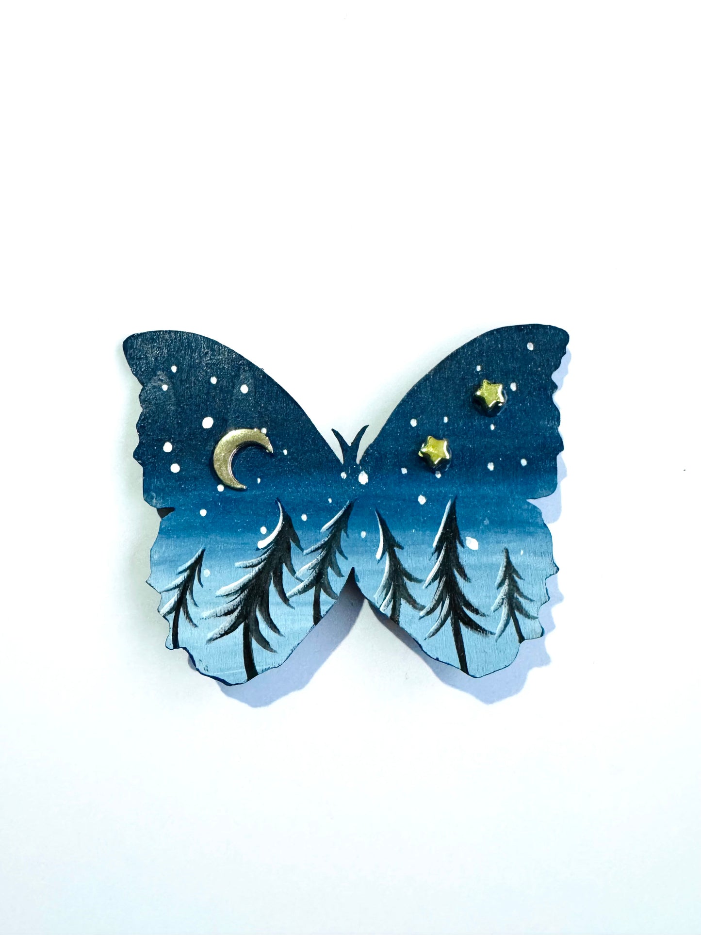 Hand-painted wooden butterfly brooch (Springcollection) / Kézzel festett fa pillangó bross