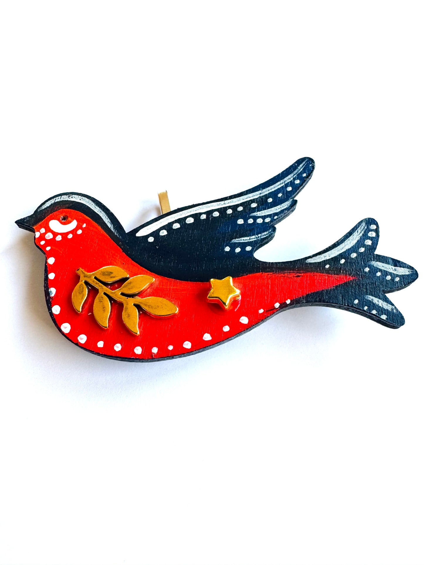 Hand-painted wooden 2 in 1 bird brooch/pendant (Springcollection) / Kézzel festett mini fa 2 az 1-ben madárka bross/medál