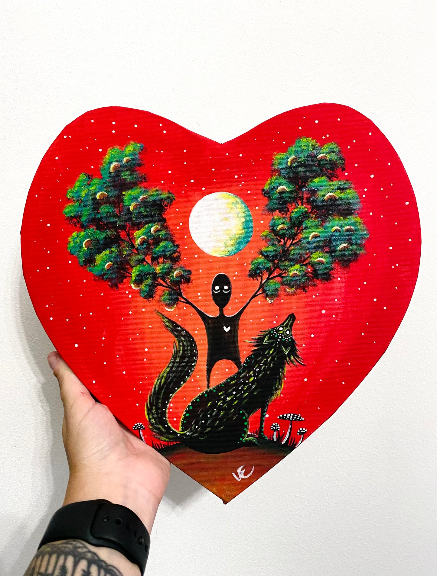 Original acrylic painting on canvas / Eredeti akril festmény szívalakú vásznon