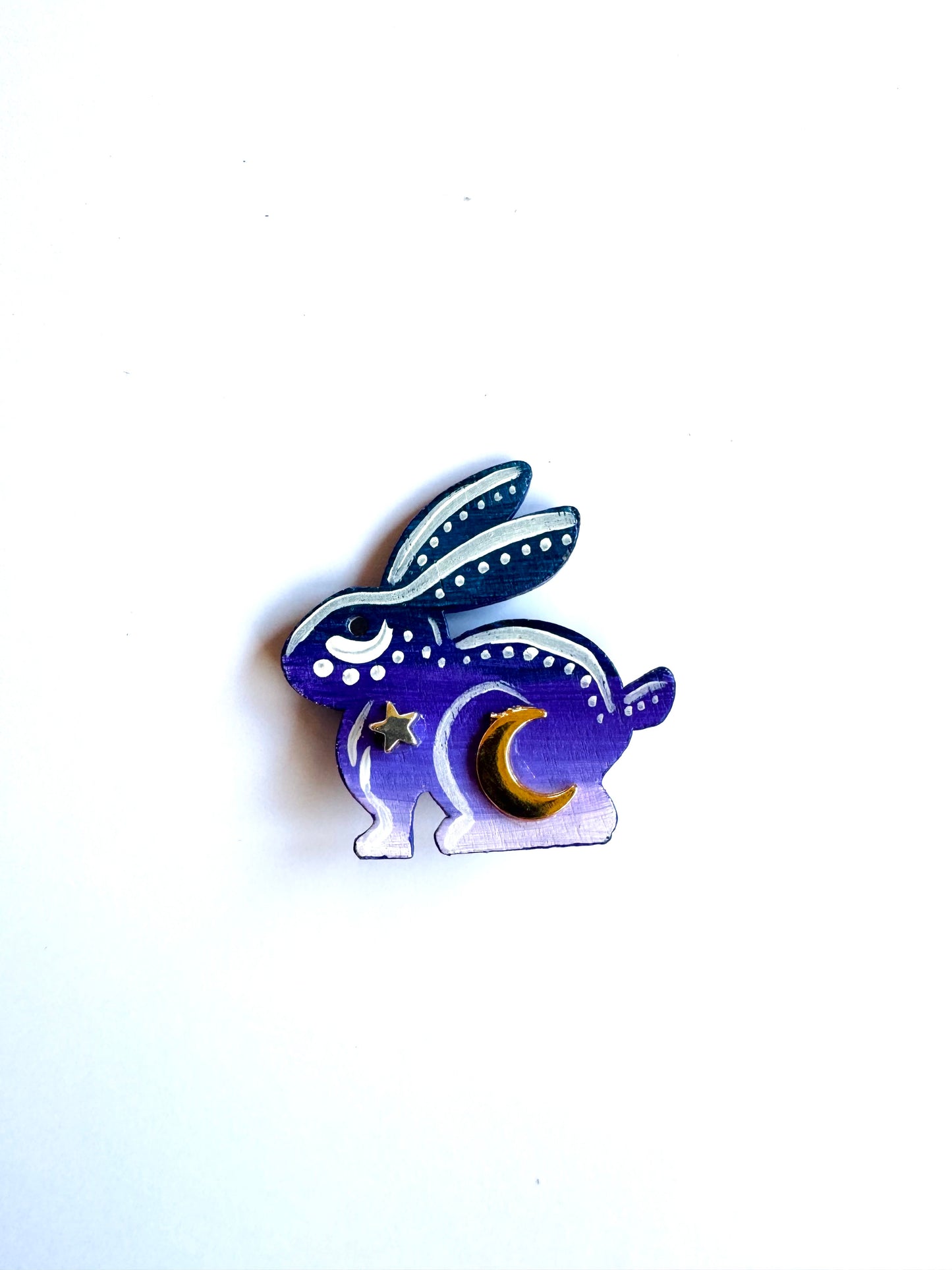 Hand-painted wooden mini rabbit brooch (Springcollection) / Kézzel festett mini fa nyuszi bross